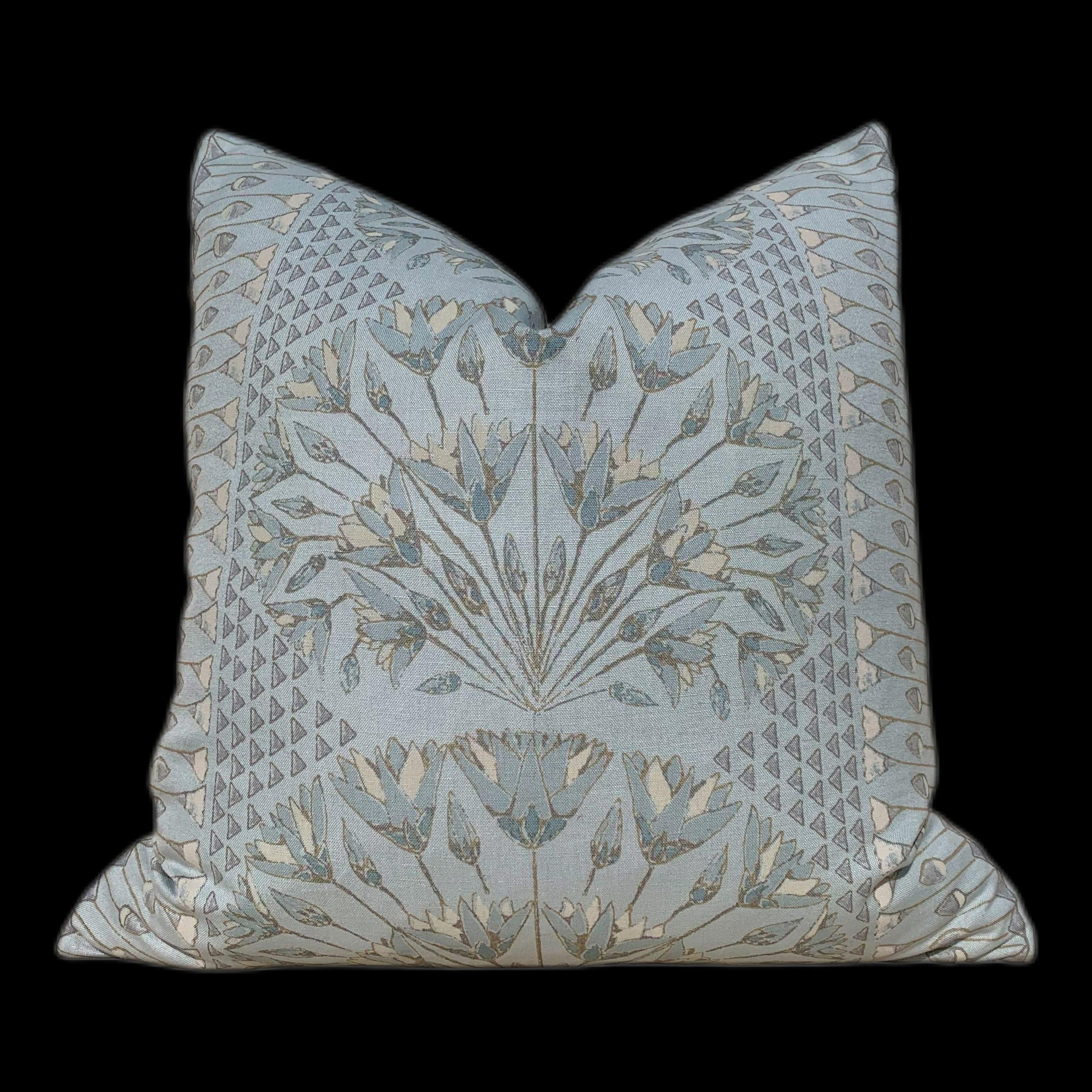 Thibaut Cairo Pillow in Pool. Medallion Pillow Cover // Floral Lumbar Pillow // Euro Sham 26"x26" //Aqua Blue Pillow Cover