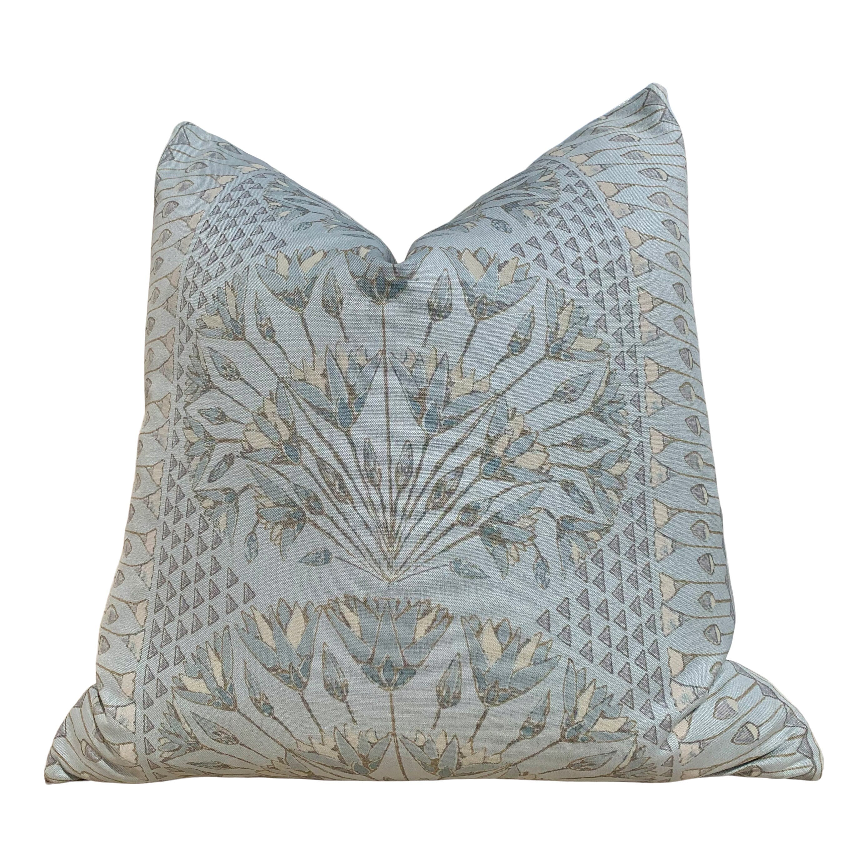 Thibaut Cairo Pillow in Pool. Medallion Pillow Cover // Floral Lumbar Pillow // Euro Sham 26"x26" //Aqua Blue Pillow Cover