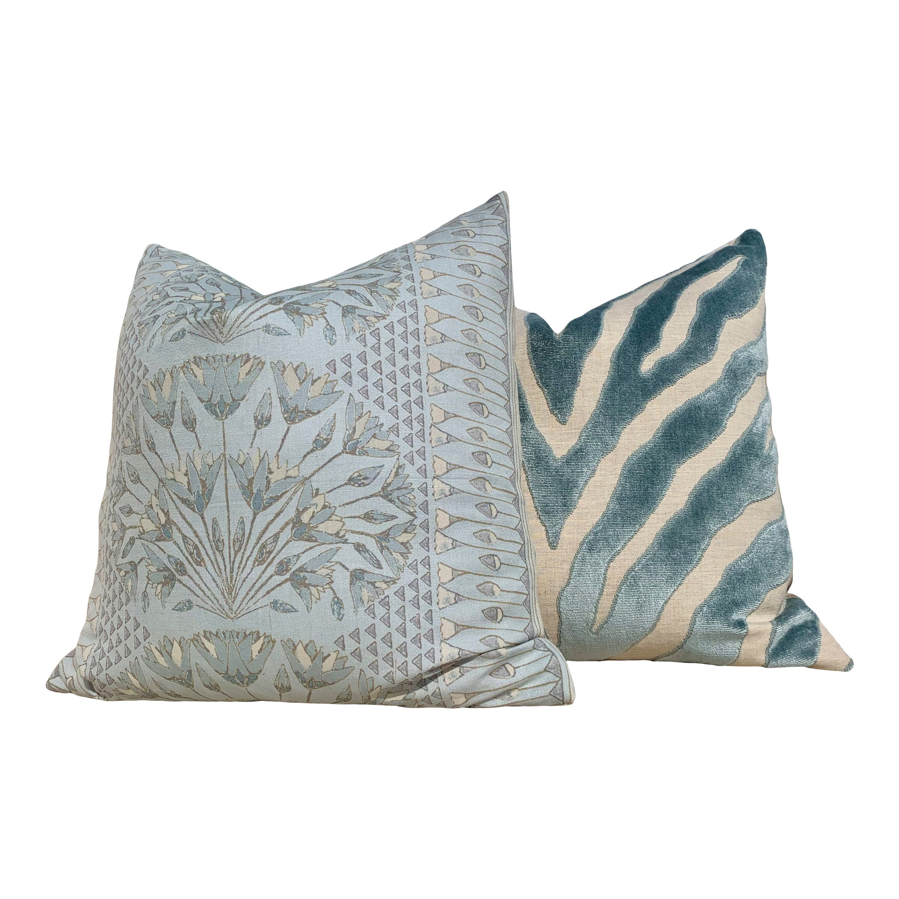 Thibaut Cairo Pillow in Pool. Medallion Pillow Cover // Floral Lumbar Pillow // Euro Sham 26"x26" //Aqua Blue Pillow Cover