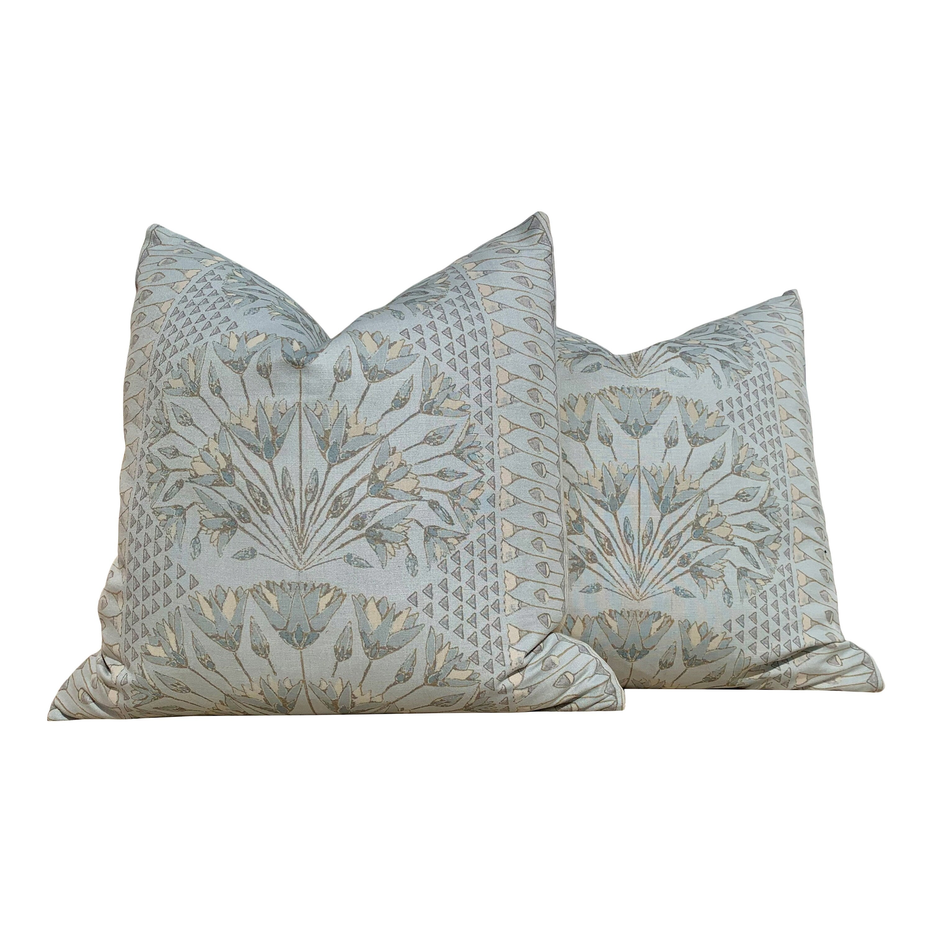 Thibaut Cairo Pillow in Pool. Medallion Pillow Cover // Floral Lumbar Pillow // Euro Sham 26"x26" //Aqua Blue Pillow Cover