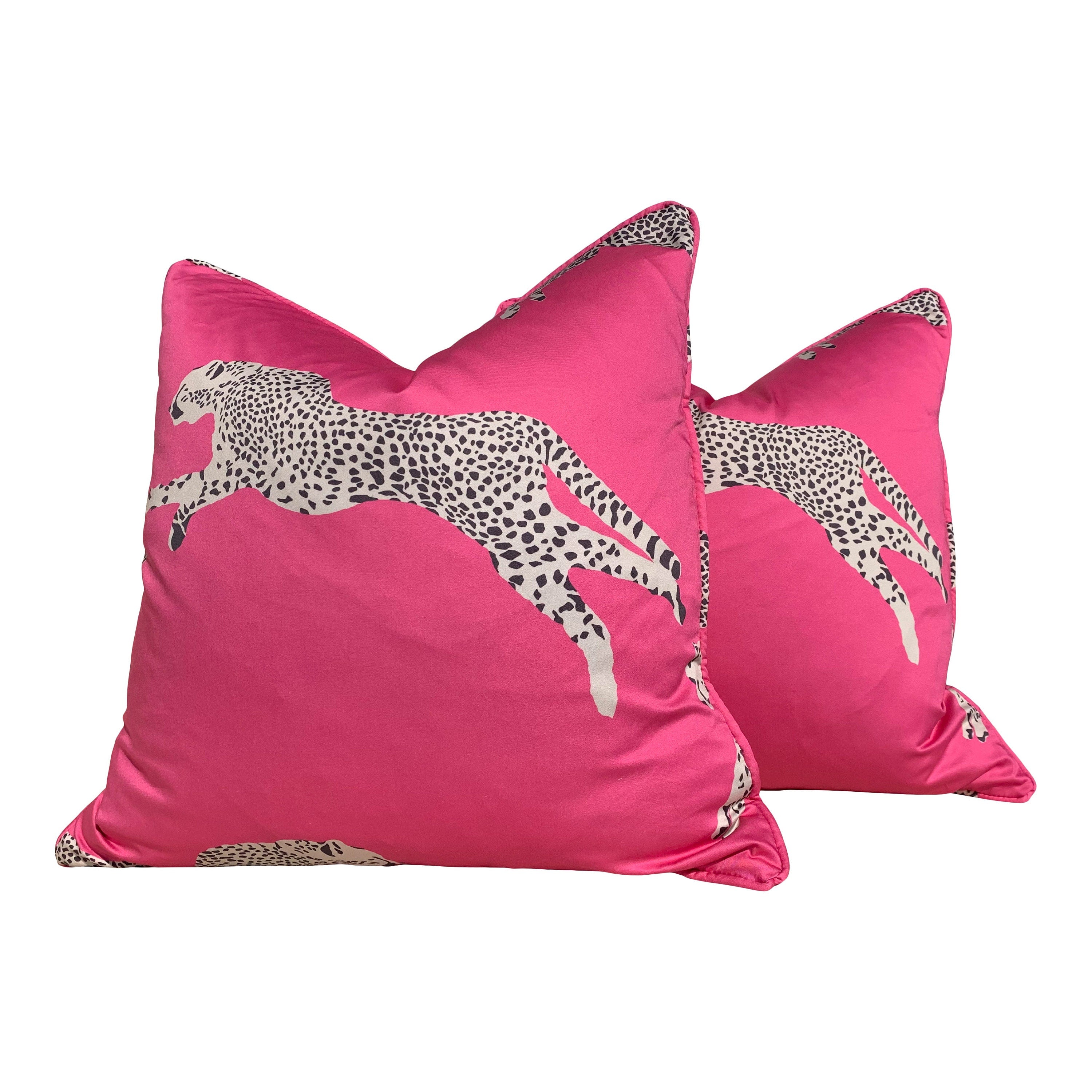 Leaping Cheetah Pink Pillow. Scalamandre Pillow, Bubblegum Pink Pillow, Animal Print Cushion, Designer Pillow, Euro Sham, Long Lumbar Pillow