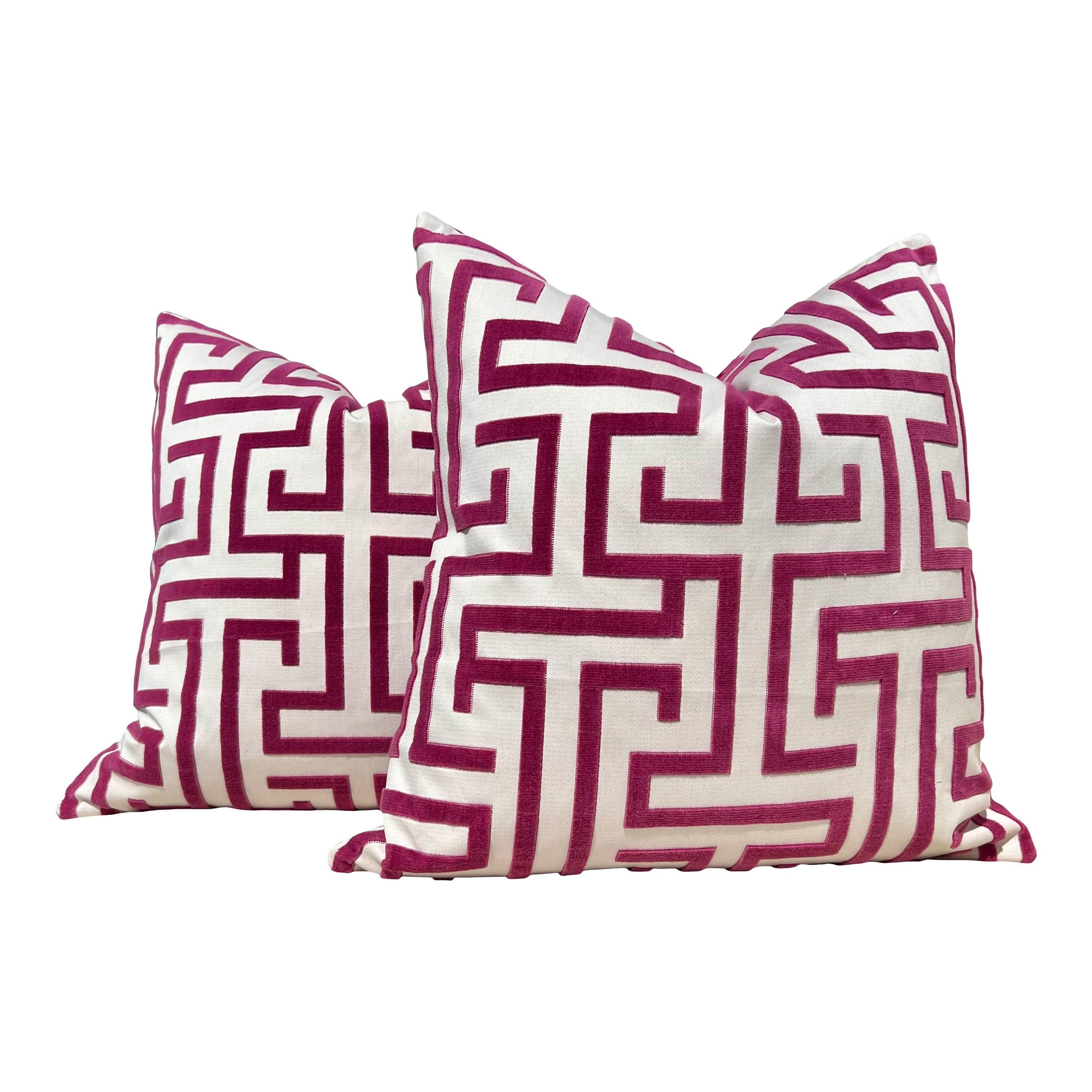 Ming Trail Pillow in Eggplant. Trellis Pillow Cover, Velvet Lumbar Pillow, Fretwork , Euro Sham, Greek Key Maze, Fretwork Pillow, Thibaut