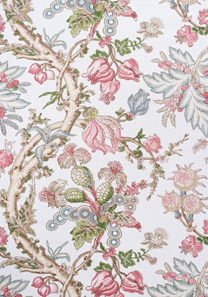 Chatelain Pillow Cover Blush Pink, Green. French Country Floral Decorative Pillow Cover in Blush Pink Green, Euro Sham in Pink and White