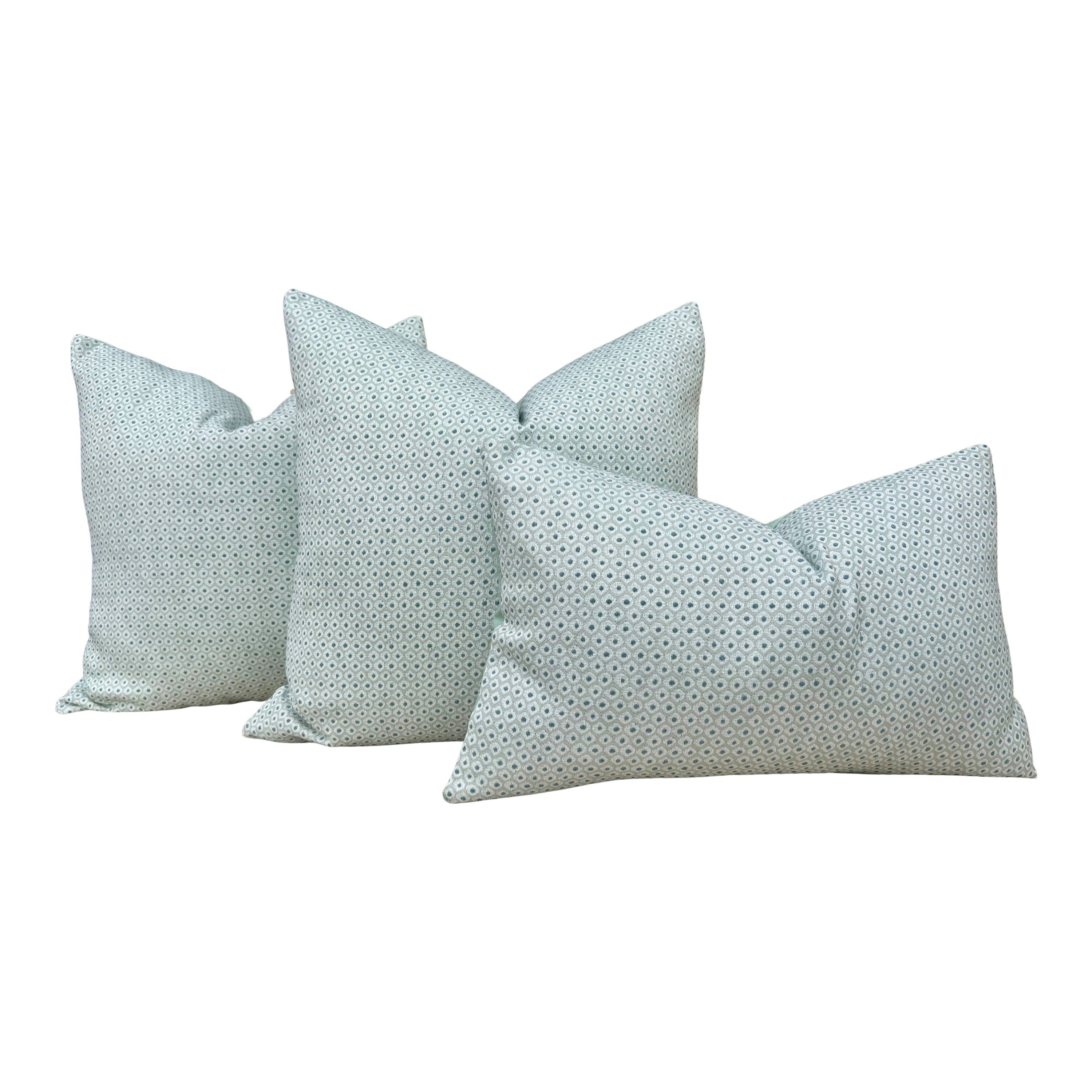 Outdoor Woven Pixie Pillow in Mist and Aqua. Outdoor Pillow Cover, Sunbrella Pillow, Lumbar Outdoor Pillow, Blue Outdoor Cushion Cover