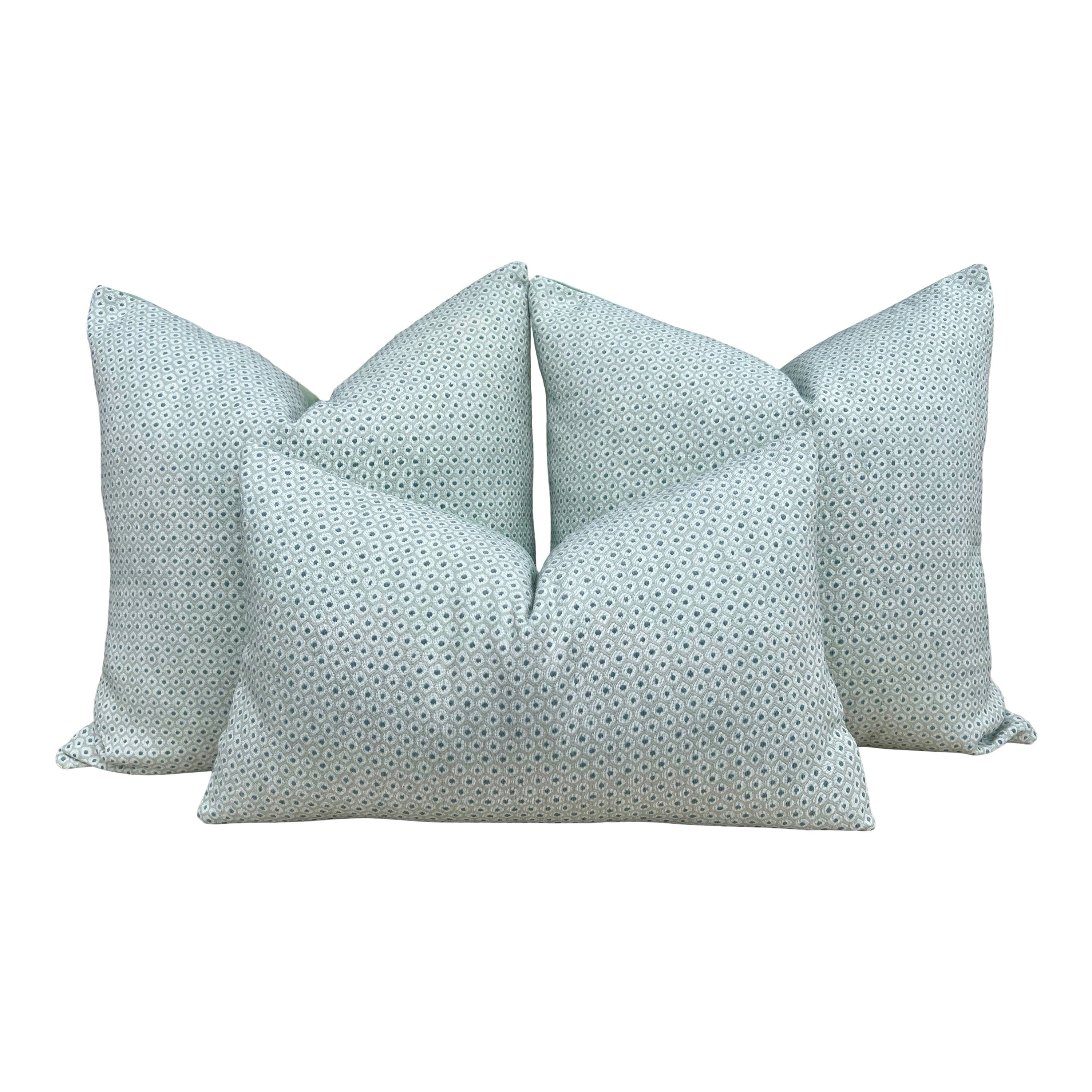 Outdoor Woven Pixie Pillow in Mist and Aqua. Outdoor Pillow Cover, Sunbrella Pillow, Lumbar Outdoor Pillow, Blue Outdoor Cushion Cover