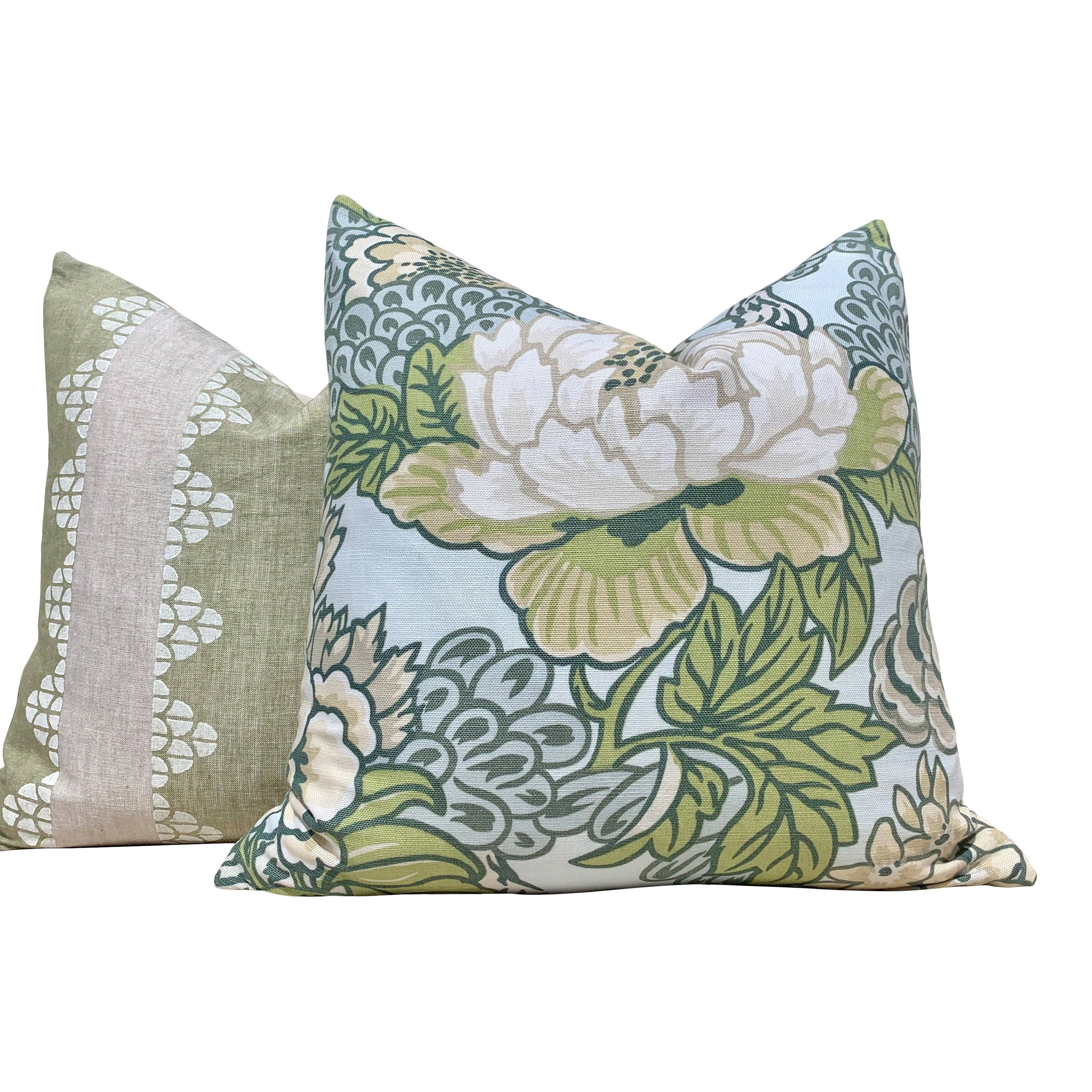 Thibaut Honshu Pillow in Robbin's Egg. Chinoiserie Floral Pillow, Accent Pillow cover, High End Cushion, Euro Sham, Designer Botanical Throw