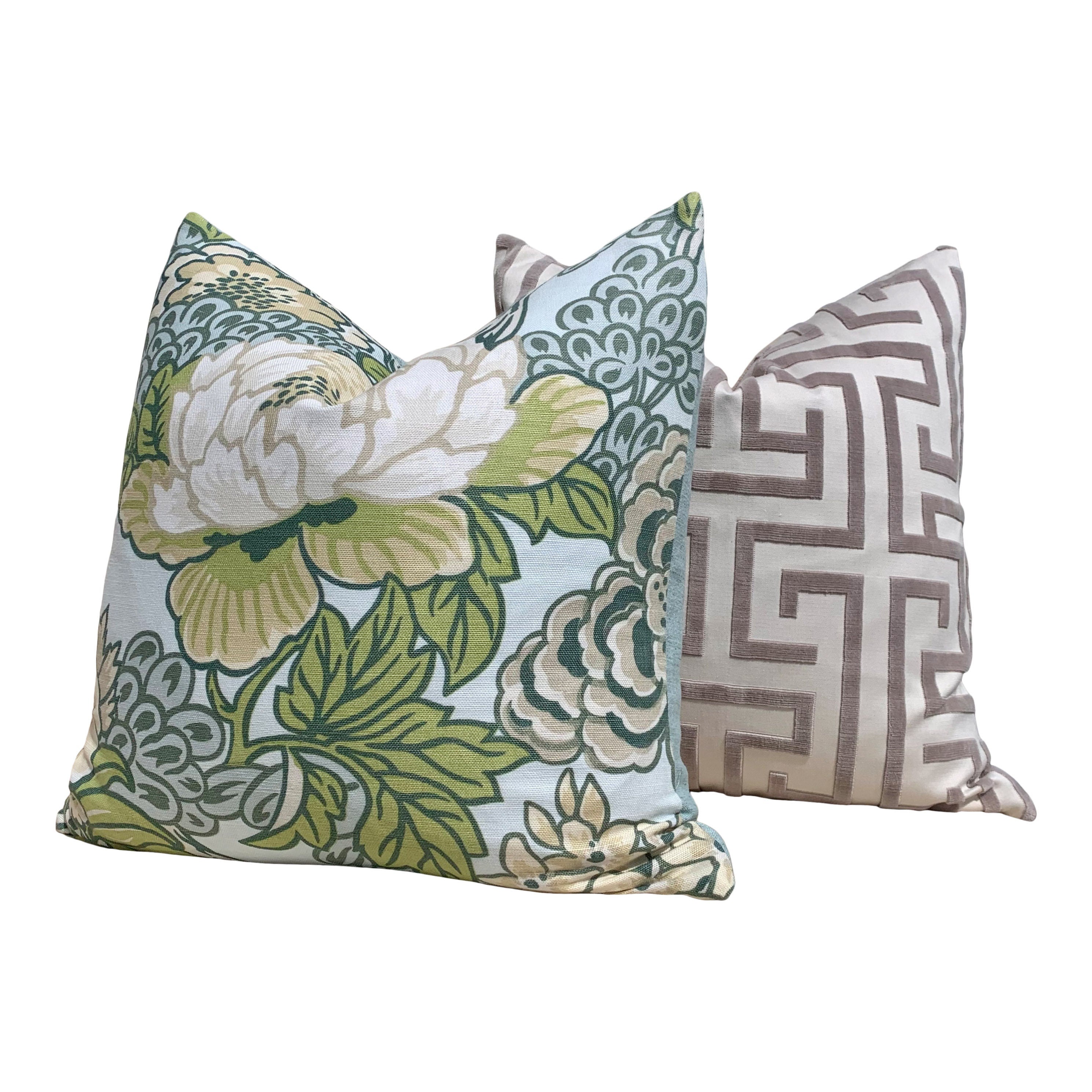 Thibaut Honshu Pillow in Robbin's Egg. Chinoiserie Floral Pillow, Accent Pillow cover, High End Cushion, Euro Sham, Designer Botanical Throw