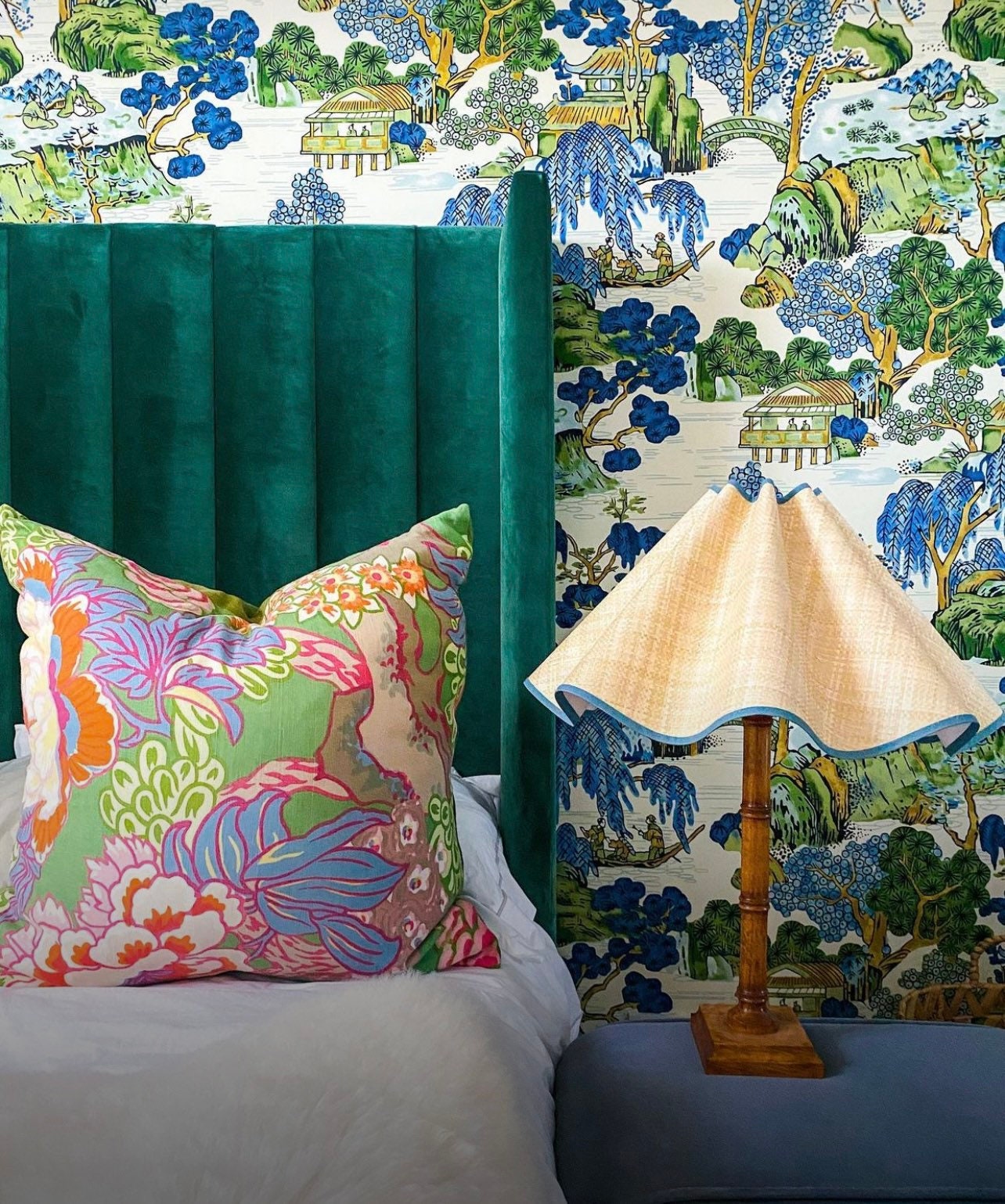 Thibaut Honshu Pillow Green. Chinoiserie Pillow // Emerald Green Pillow // Euro Sham Pillow // Green Lumbar Pillow 18"X18" 20"X20" 22"X22"