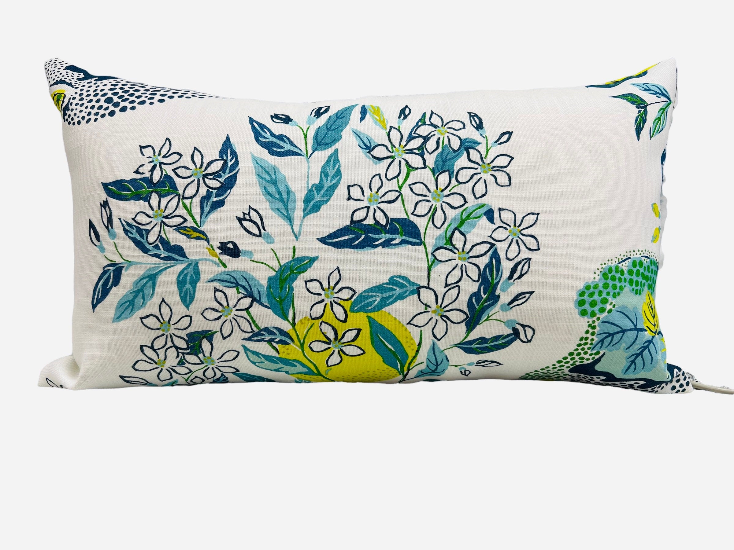 Outdoor Citrus Garden Pillow in Pool. Designer Outdoor Pillow, Josef Frank Accent Throw Pillow, Lemon Tree Pillow Cover, Schumacher Pillow