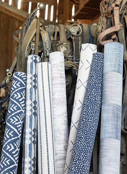 Outdoor Tahoe Geometric Pillow in Denim. Zig Zag Blue Decorative Pillow Cover, Designers Chevron Outdoor Lumbar Pillow in Blue and White,