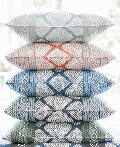 Thibaut Austin Striped Pillow in Spa Blue. High End Pillows, Euro Sham Covers Spa Blue, Designer Pillows, Lumbar Striped Pillow Aqua Blu.