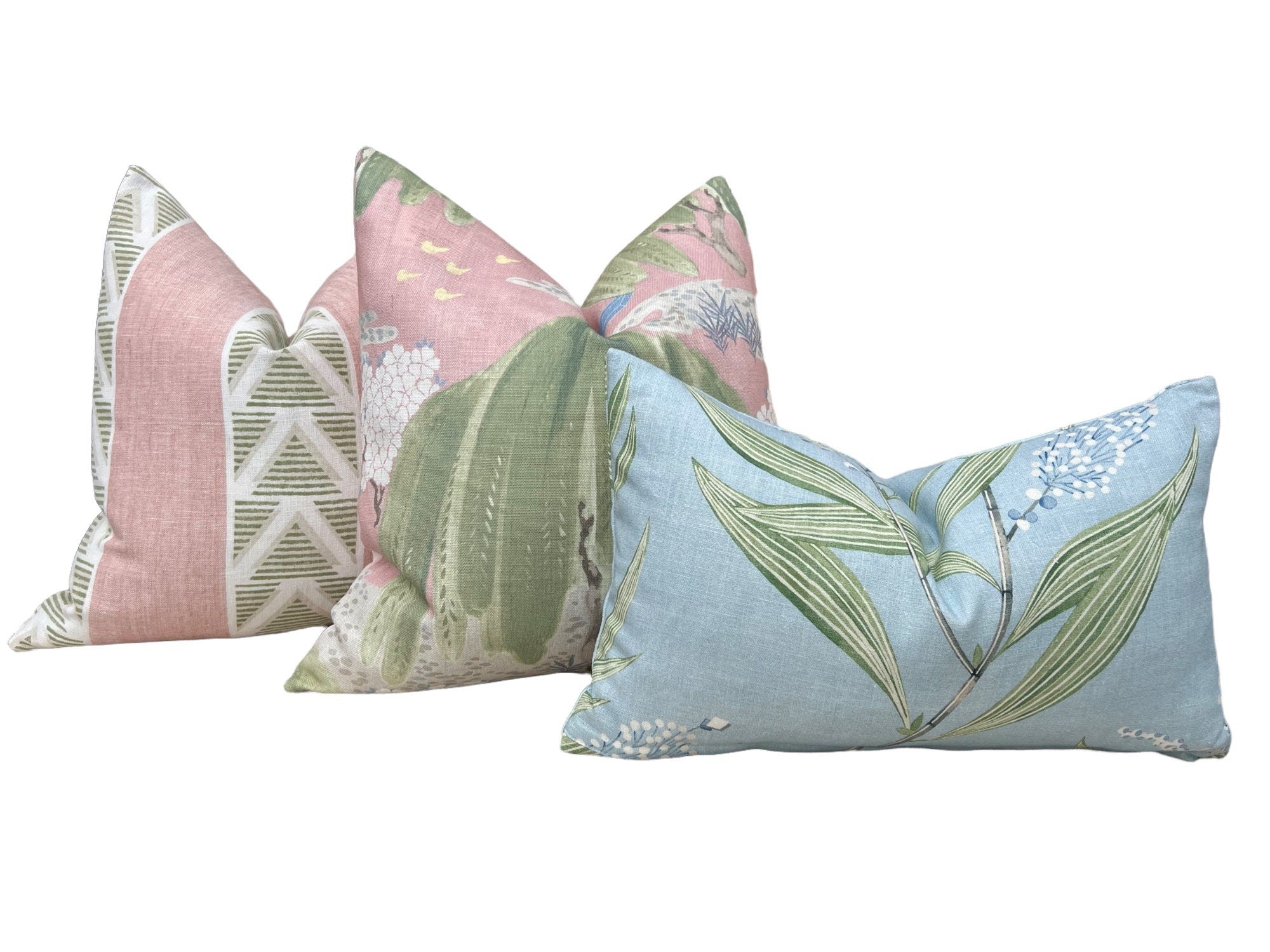 Anna French Burton Stripe Pillow in Blush and Green. Designer Pillows, Accent Pink and Green Striped Pillow Cover, High End Pillow in Blush