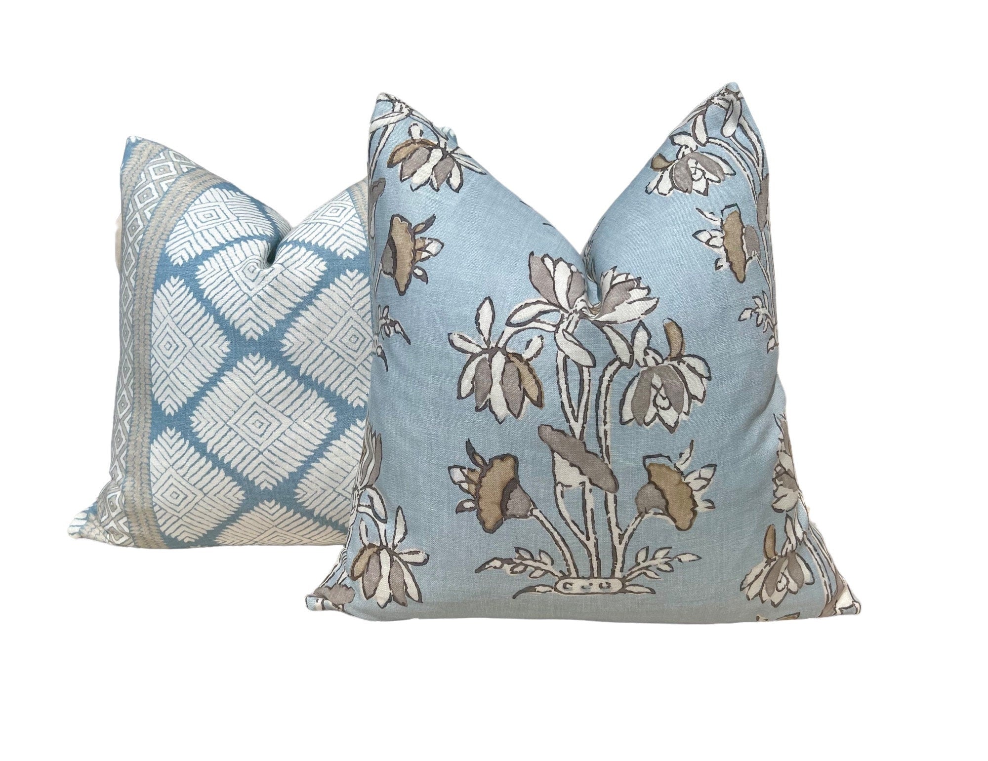 Thibaut Austin Striped Pillow in Spa Blue. High End Pillows, Euro Sham Covers Spa Blue, Designer Pillows, Lumbar Striped Pillow Aqua Blu.