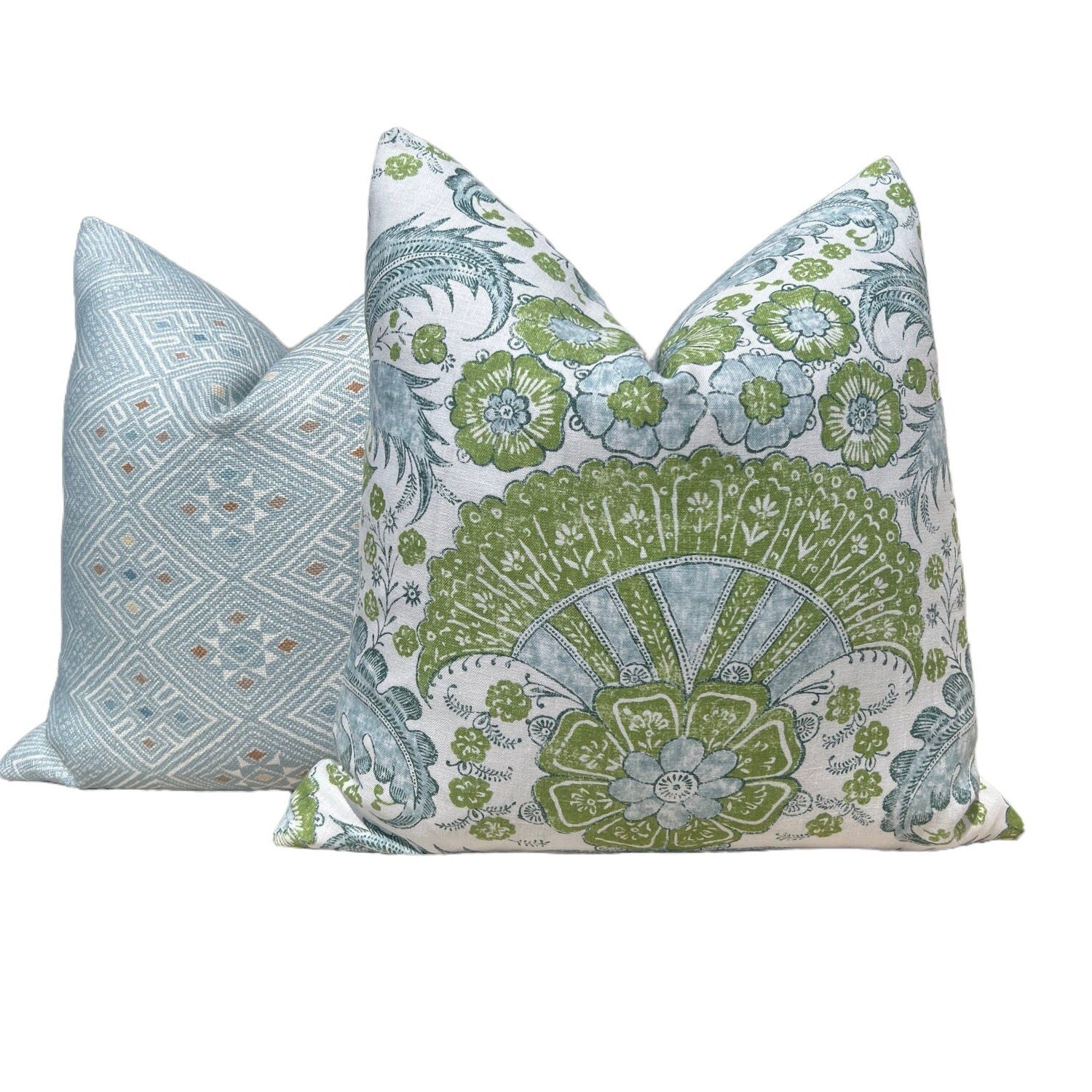 Thibaut High Plains Pillow in Spa Blue. Designer Pillows, High End Pillows, Aqua Blue Pillow Cover, Zig Zag Light Blue Accent Pillows