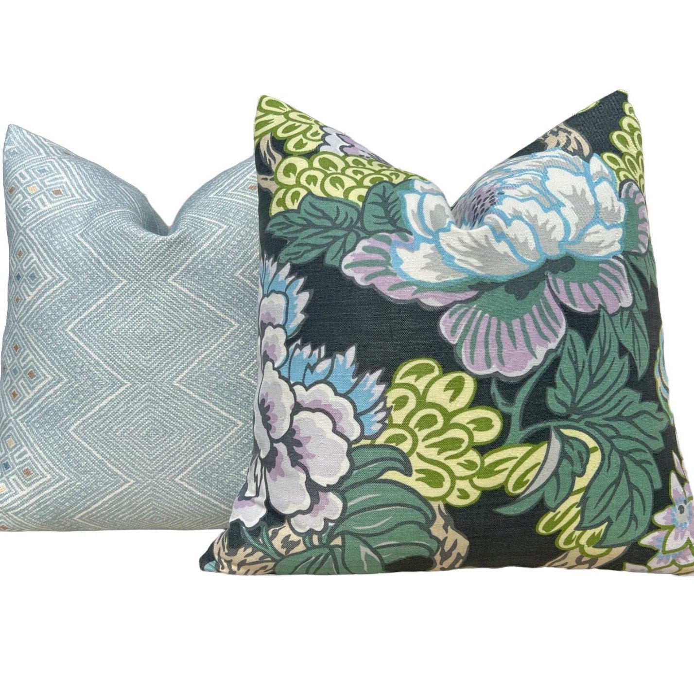 Thibaut High Plains Pillow in Spa Blue. Designer Pillows, High End Pillows, Aqua Blue Pillow Cover, Zig Zag Light Blue Accent Pillows