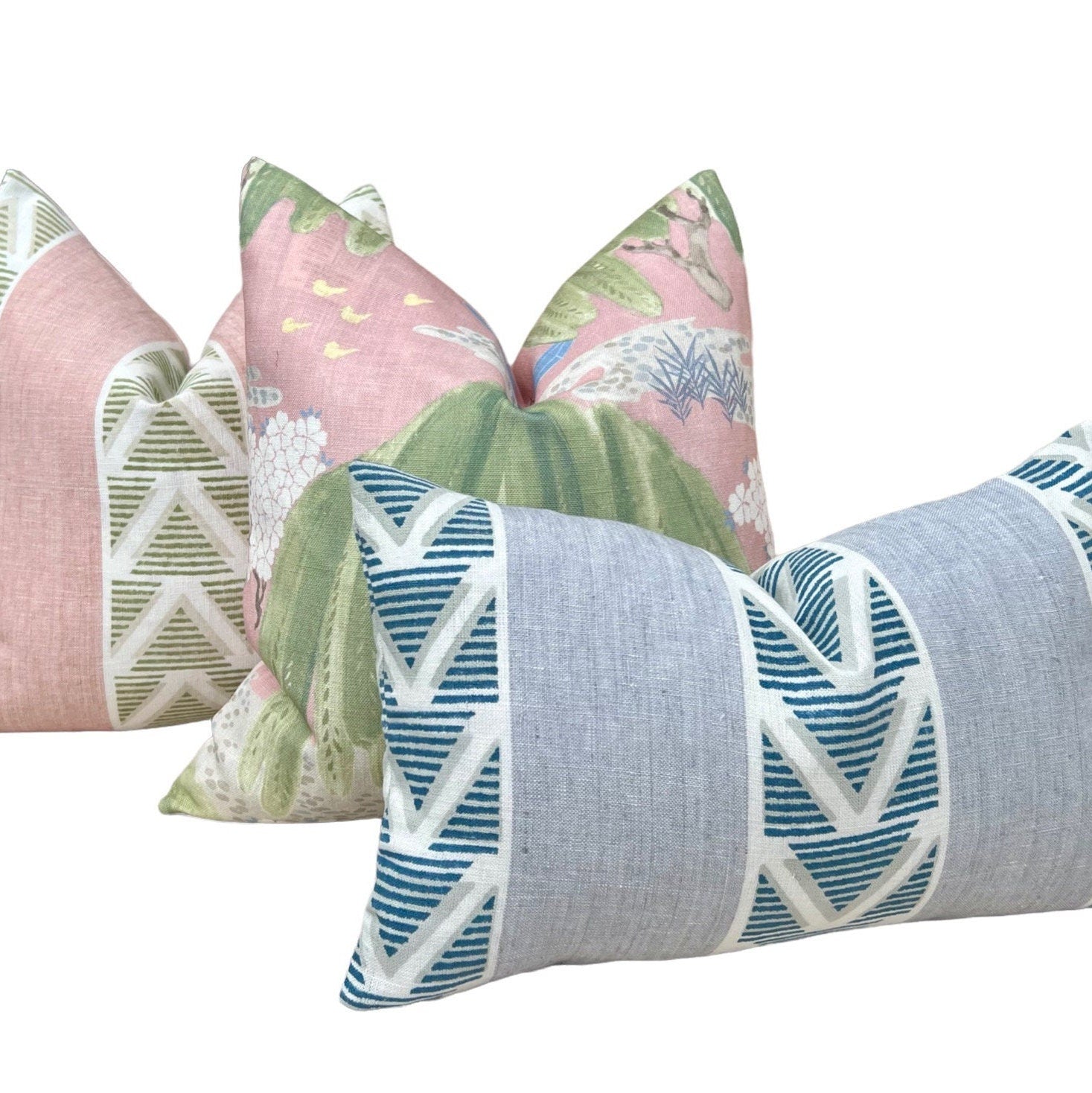 Anna French Burton Stripe Pillow in Light Blue. Designer Pillows, Accent Sky Blue Striped Pillow Cover, High End Chevron Pillow in Blue