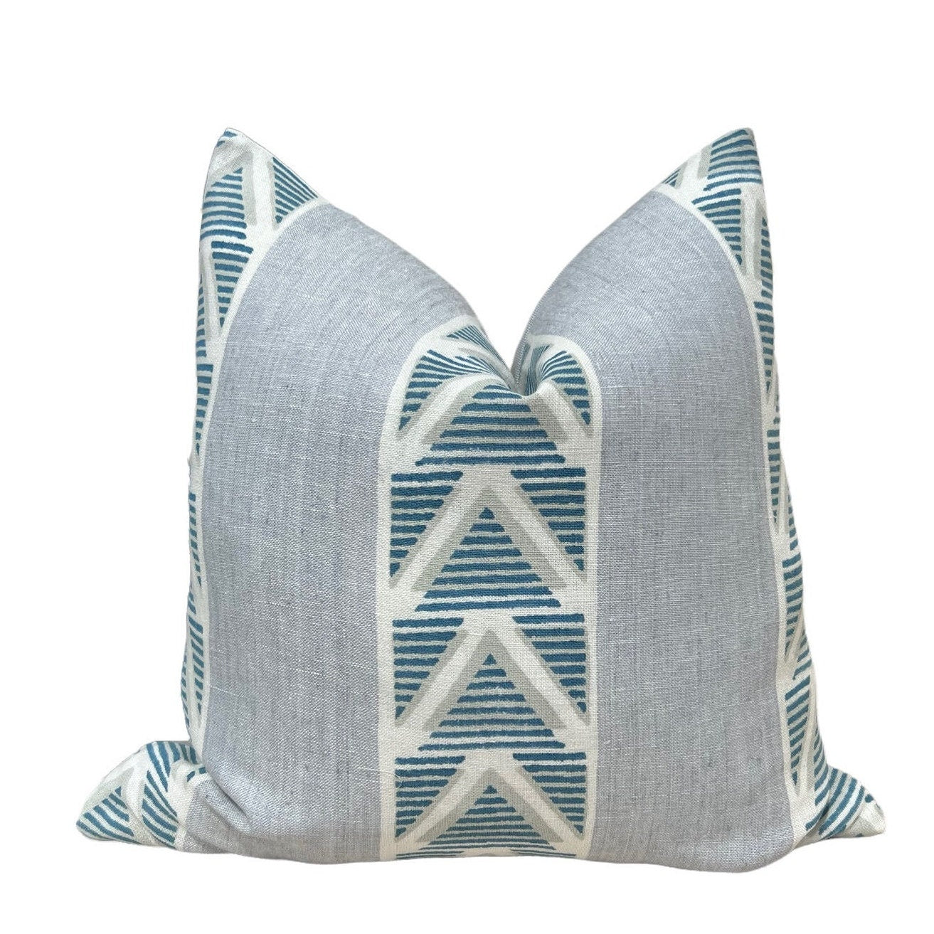 Anna French Burton Stripe Pillow in Light Blue. Designer Pillows, Accent Sky Blue Striped Pillow Cover, High End Chevron Pillow in Blue