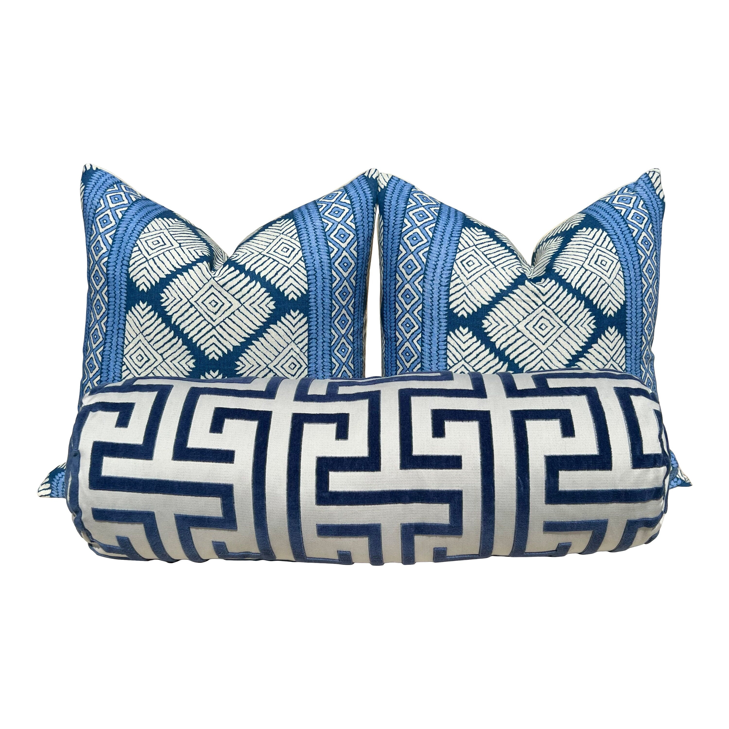 Thibaut Austin Striped Pillow in Blue. Lumbar Geometric Pillow Cover, Euro Sham Covers in Blue, Designer Pillows, Navy Blue Pillow Cover