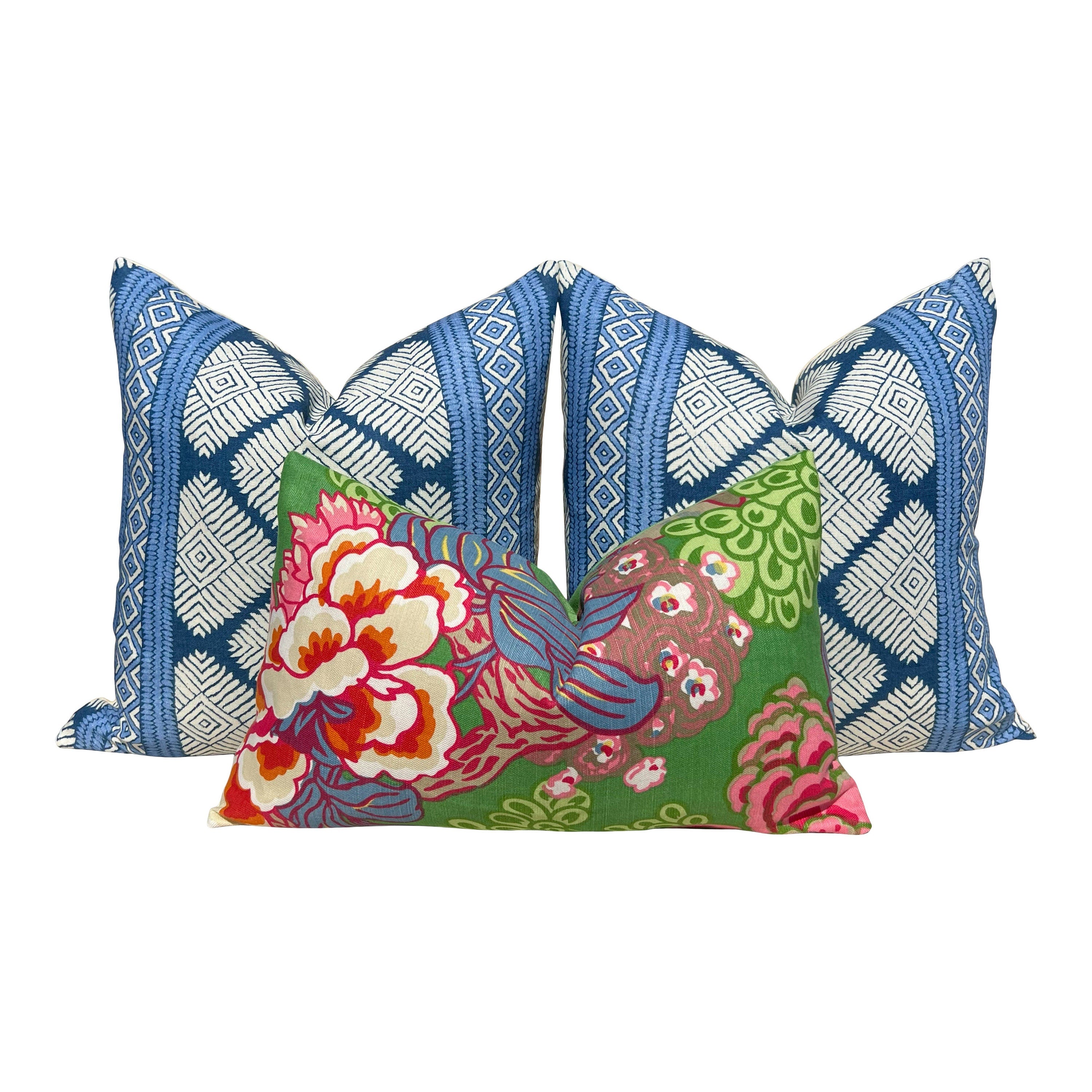 Thibaut Austin Striped Pillow in Blue. Lumbar Geometric Pillow Cover, Euro Sham Covers in Blue, Designer Pillows, Navy Blue Pillow Cover