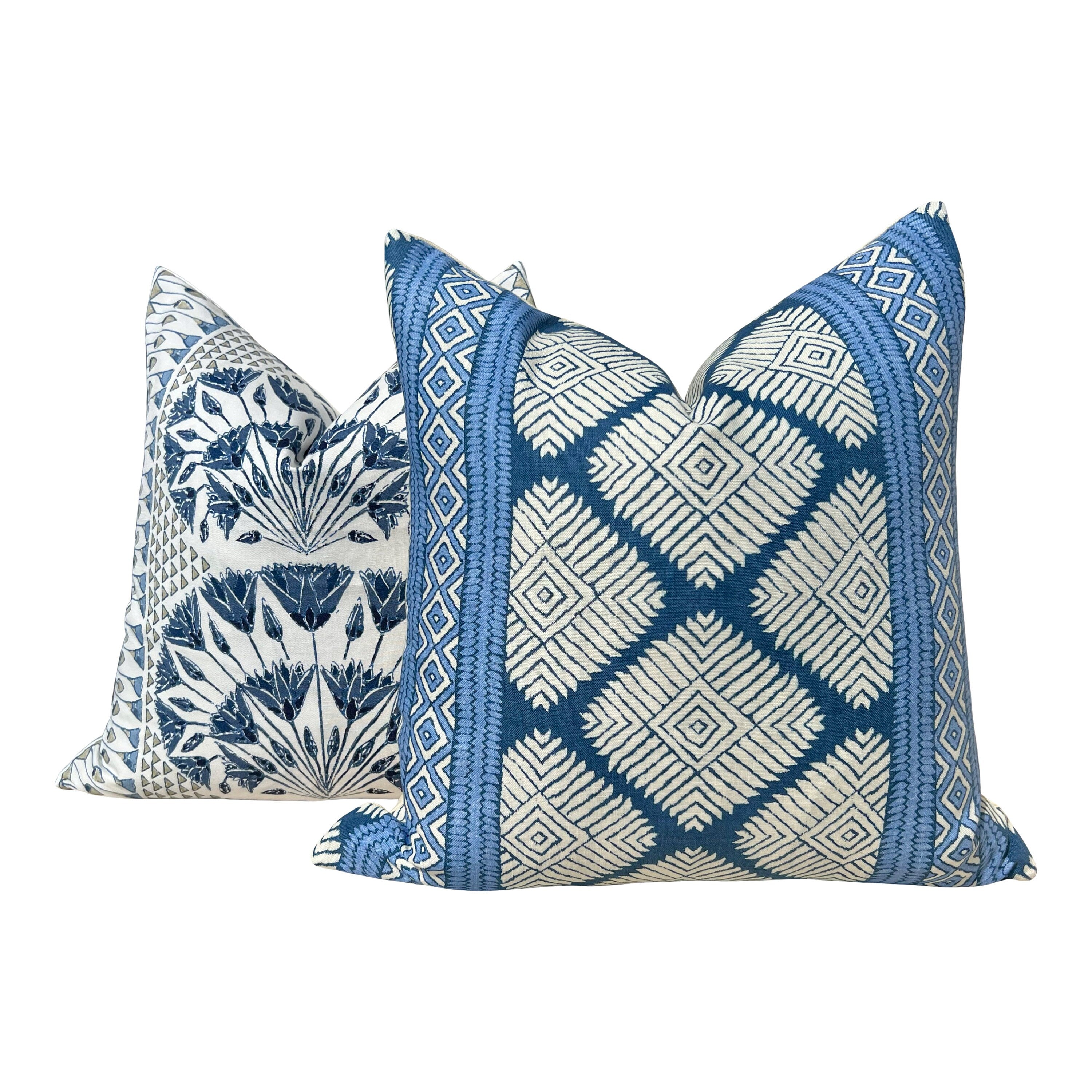 Thibaut Austin Striped Pillow in Blue. Lumbar Geometric Pillow Cover, Euro Sham Covers in Blue, Designer Pillows, Navy Blue Pillow Cover