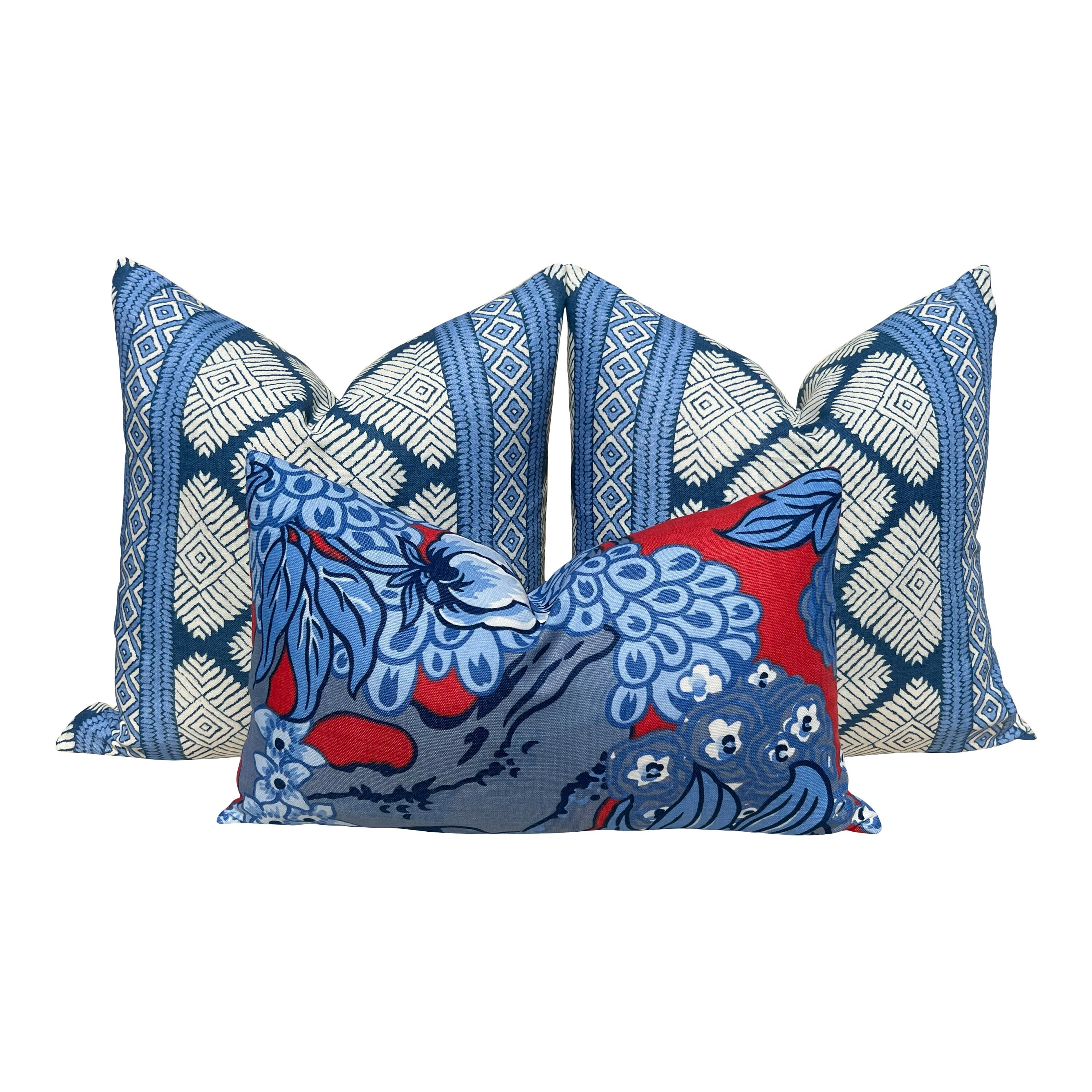 Thibaut Austin Striped Pillow in Blue. Lumbar Geometric Pillow Cover, Euro Sham Covers in Blue, Designer Pillows, Navy Blue Pillow Cover