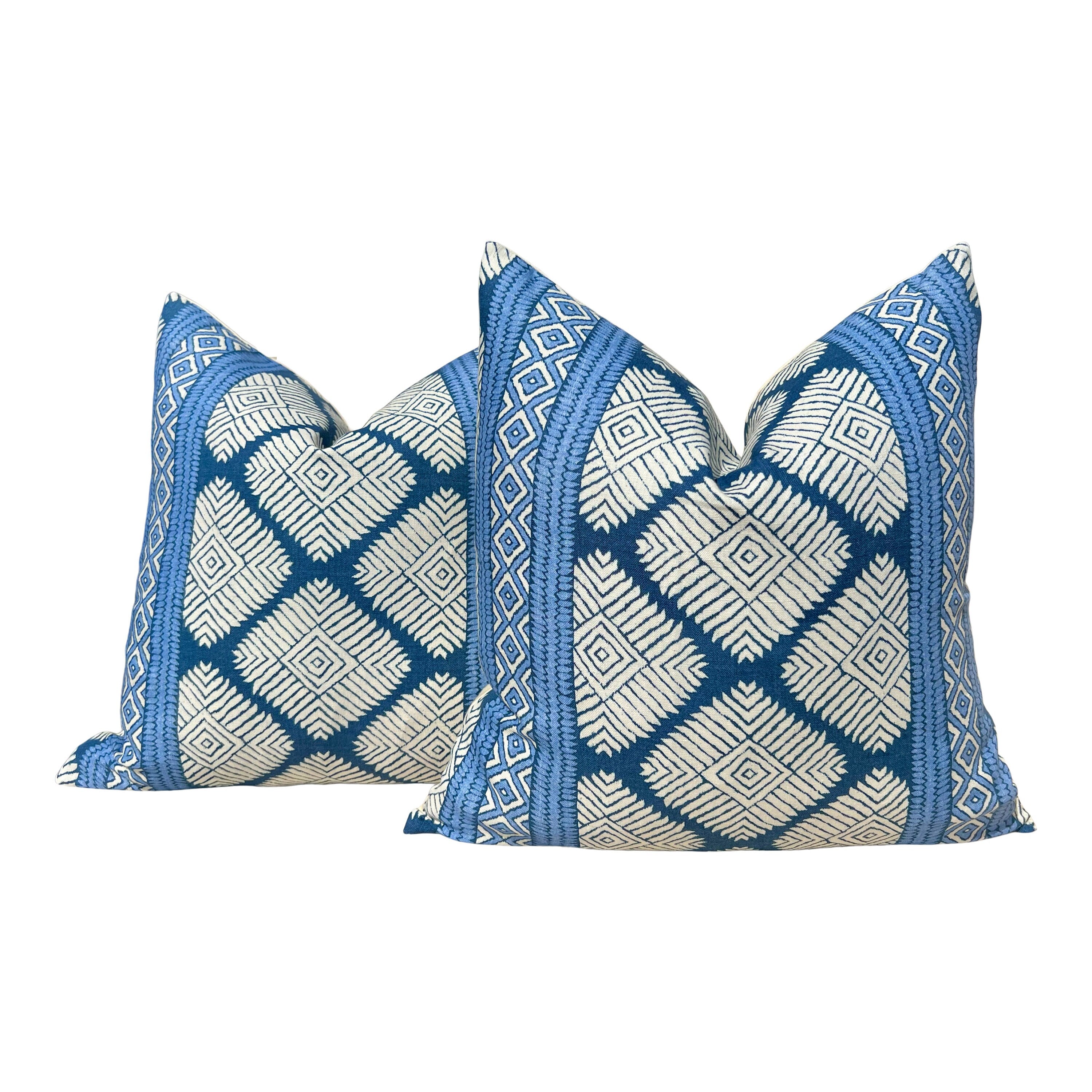 Thibaut Austin Striped Pillow in Blue. Lumbar Geometric Pillow Cover, Euro Sham Covers in Blue, Designer Pillows, Navy Blue Pillow Cover