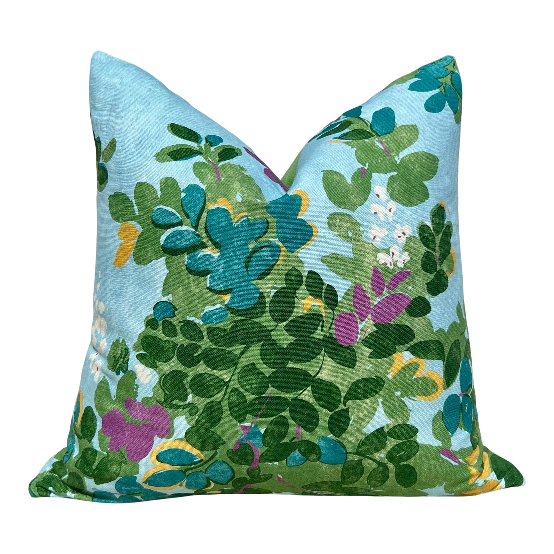 Thibaut Central Park Pillow in Blue and Green. Designer Pillow Cover, Accent lumbar pillow, High End Floral Pillow, Euro Sham Floral Case