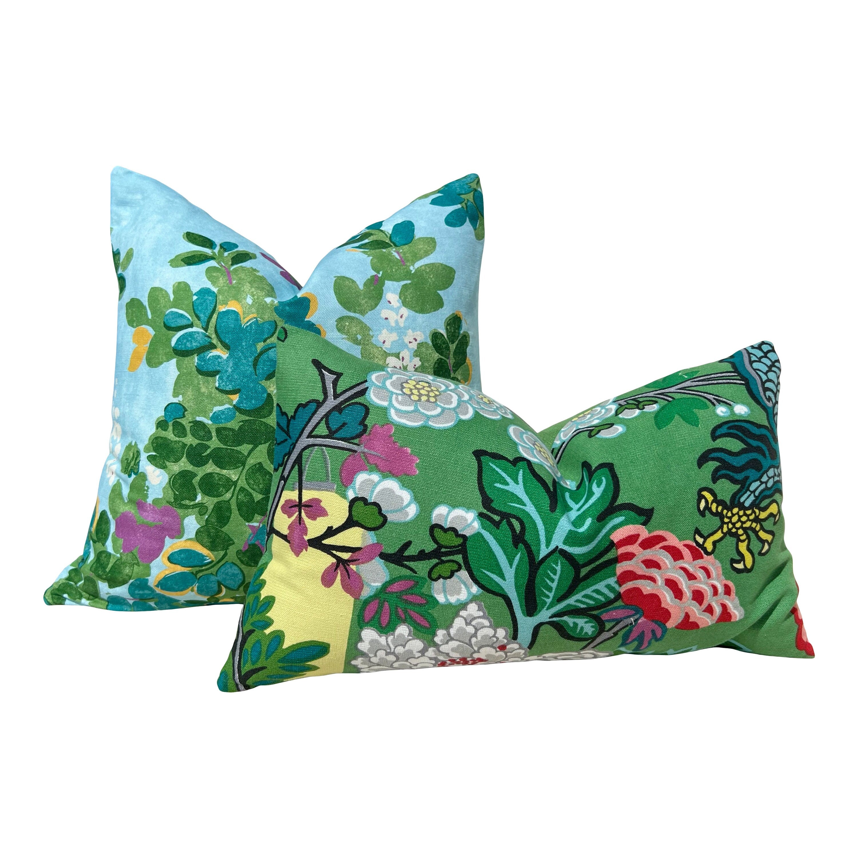 Thibaut Central Park Pillow in Blue and Green. Designer Pillow Cover, Accent lumbar pillow, High End Floral Pillow, Euro Sham Floral Case