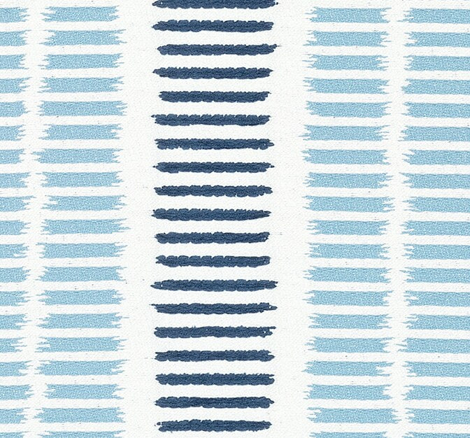 Outdoor/ Indoor Top Sail Striped Pillow in Sky and Marine. Designer Woven Decorative Sunbrella Outdoor Pillow Cover in Blue Striped