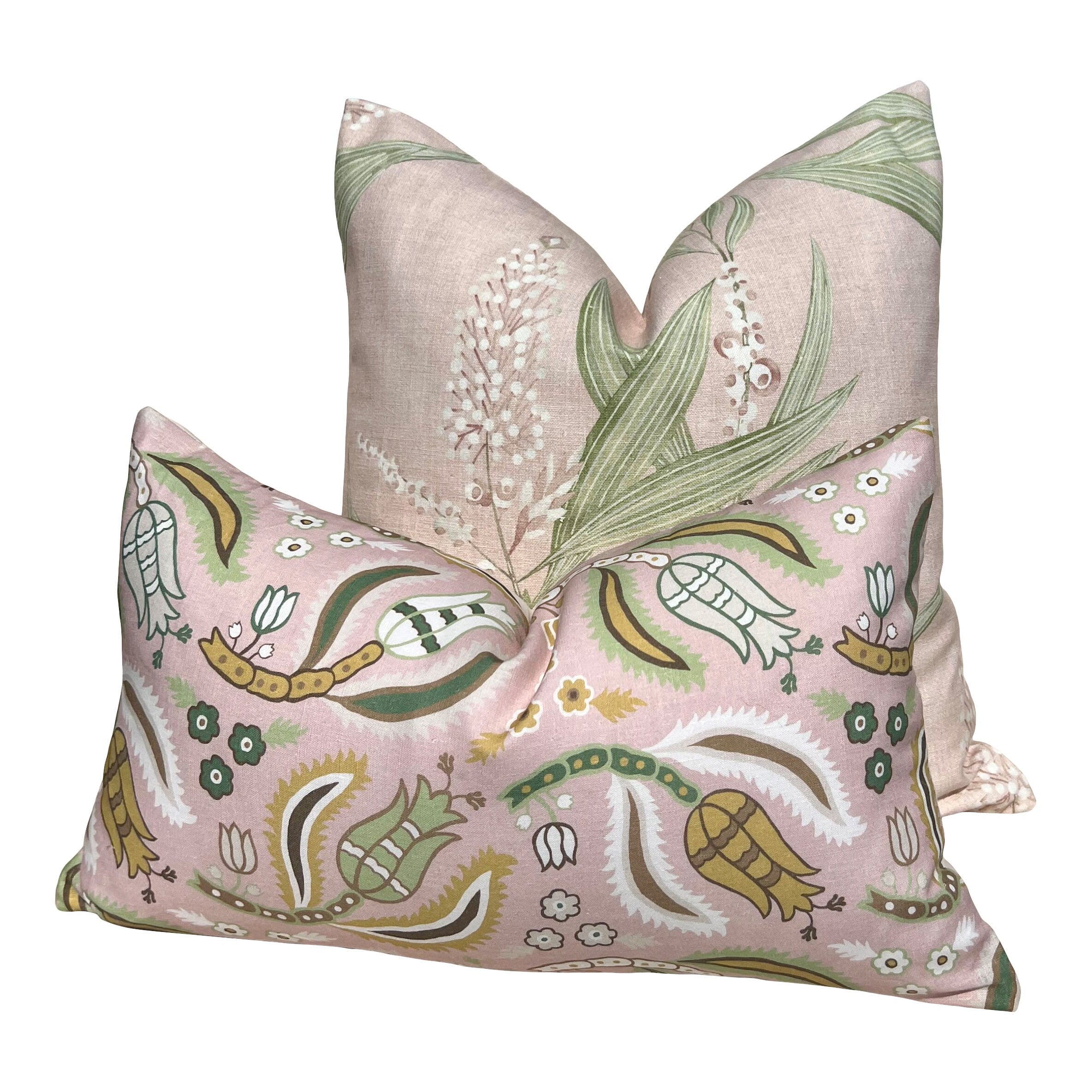 Winter Bud Floral Pillow in Blush. Designer Pillows, High End Pillow Floral Covers, Euro Sham Case 26"X26", Accent Blush Lumbar Pillows