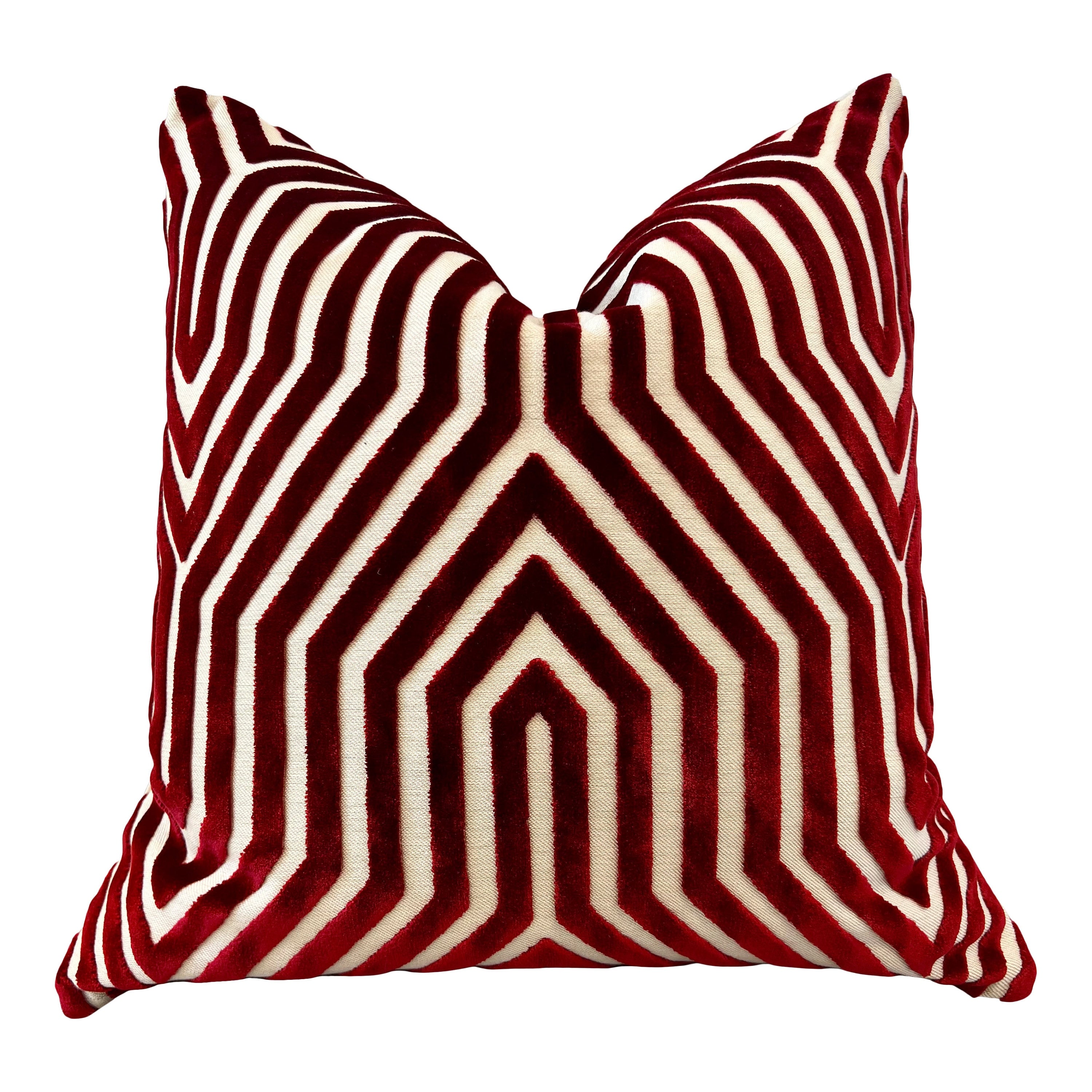 Schumacher Vanderbilt Velvet Pillow Garnet. Velvet Pillow, Long Lumbar Pillow, Designer Pillows, High End Pillows, Contemporary Pillows