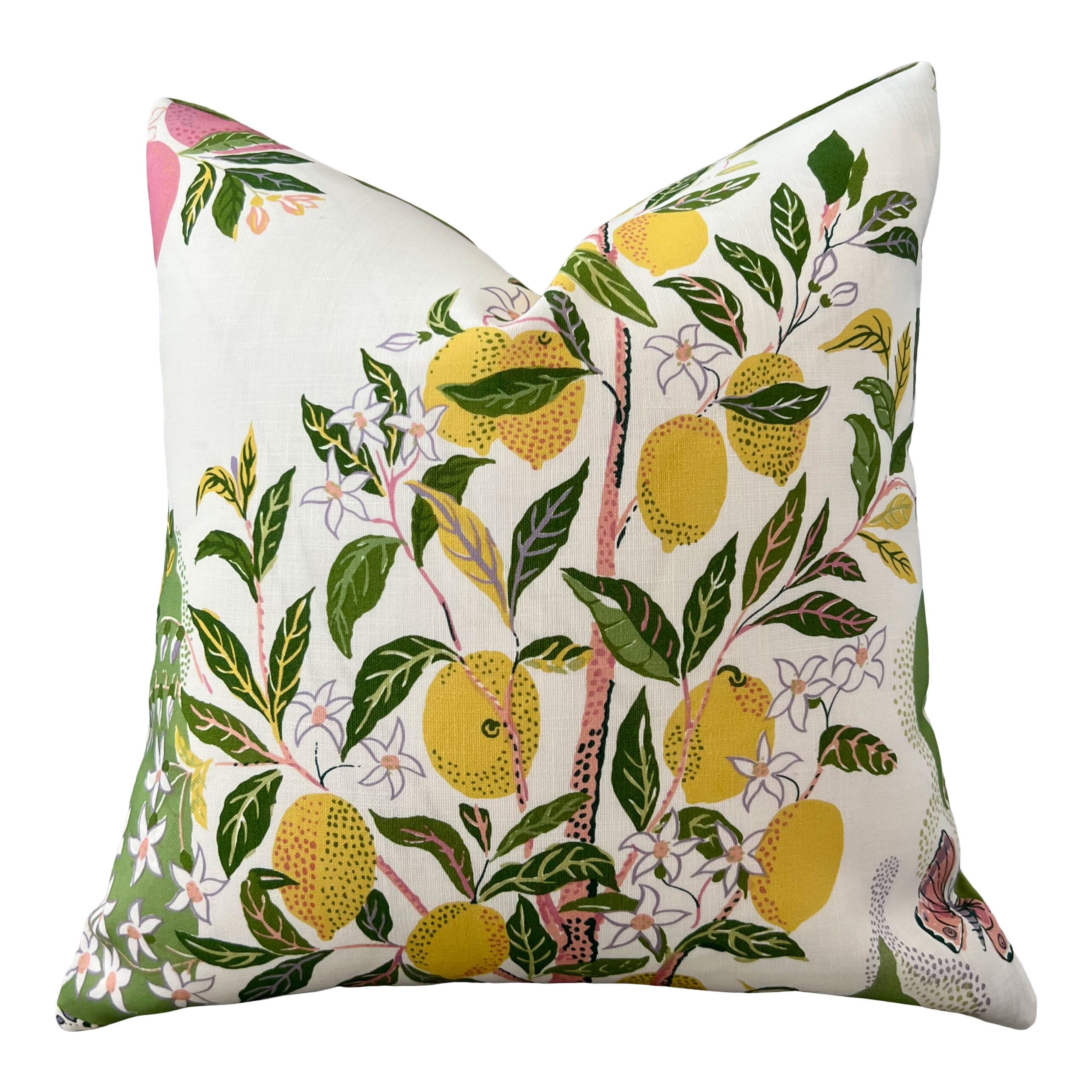 Schumacher Citrus Garden Pillow in Garden. Designer Outdoor Pillow, Josef Frank Accent Pillow, Lemon Tree Pillow Cover, Schumacher Pillow