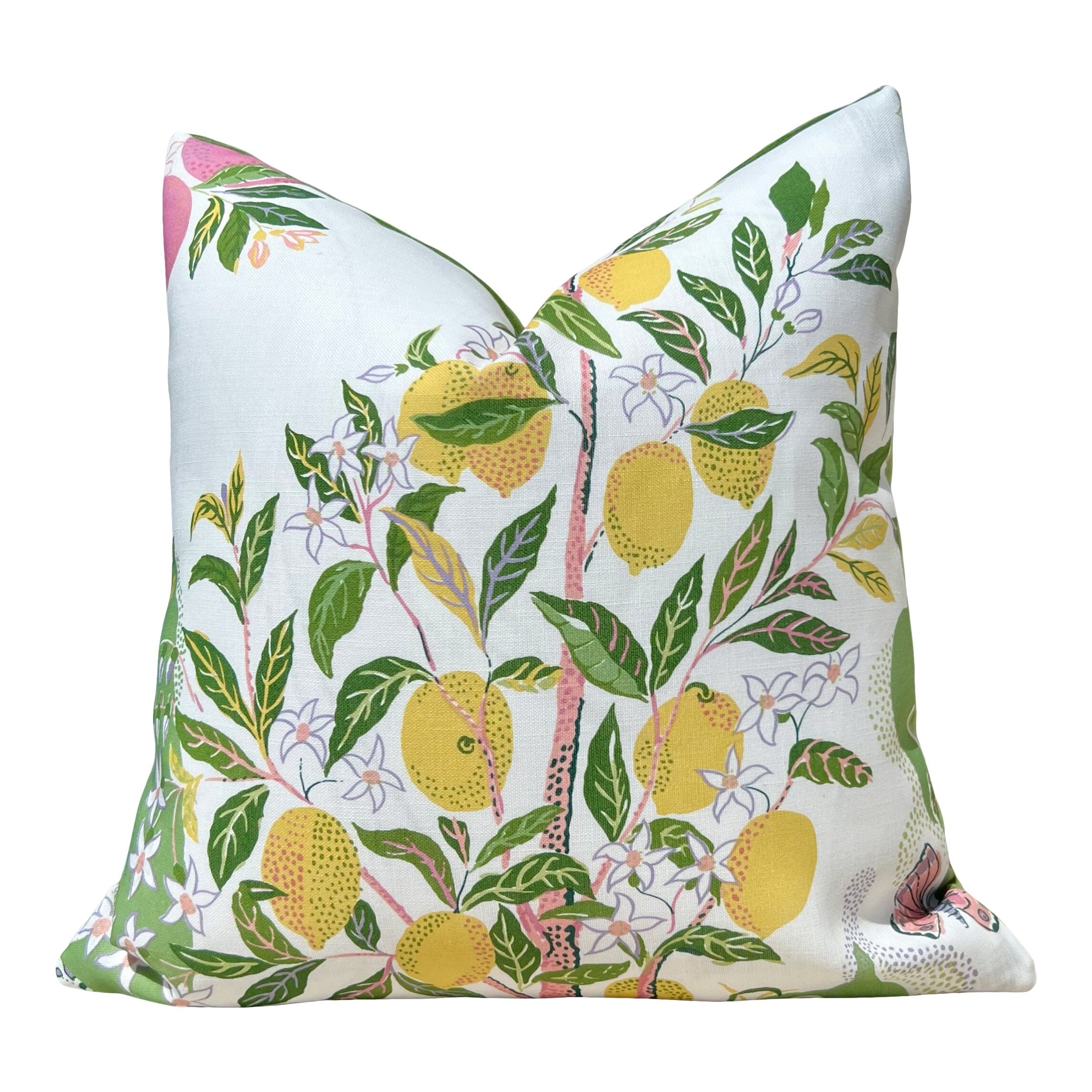 Schumacher Citrus Garden Pillow in Garden. Designer Outdoor Pillow, Josef Frank Accent Pillow, Lemon Tree Pillow Cover, Schumacher Pillow