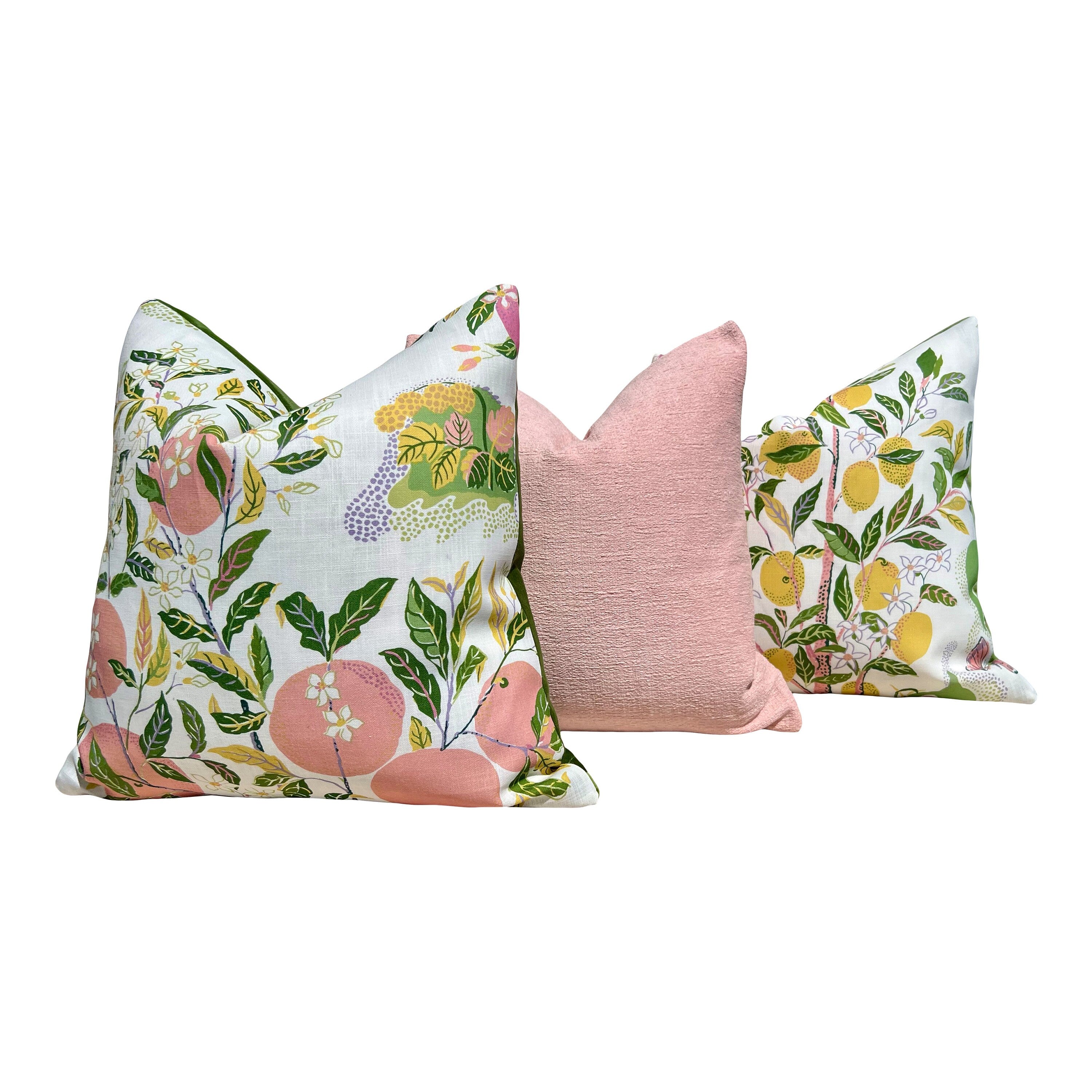 Schumacher Citrus Garden Pillow in Garden. Designer Outdoor Pillow, Josef Frank Accent Pillow, Lemon Tree Pillow Cover, Schumacher Pillow
