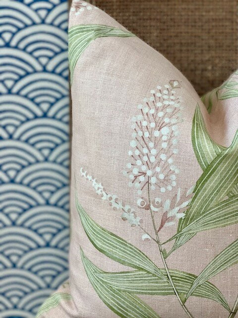 Winter Bud Floral Pillow in Blush. Designer Pillows, High End Pillow Floral Covers, Euro Sham Case 26"X26", Accent Blush Lumbar Pillows