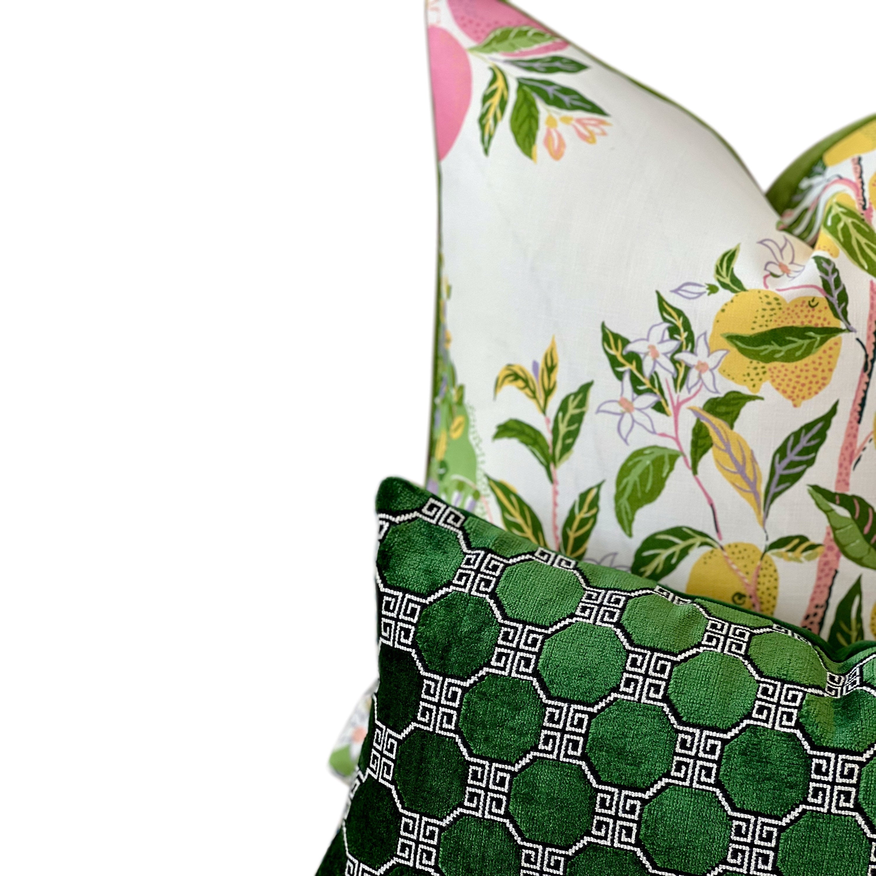 Schumacher Citrus Garden Pillow in Garden. Designer Outdoor Pillow, Josef Frank Accent Pillow, Lemon Tree Pillow Cover, Schumacher Pillow