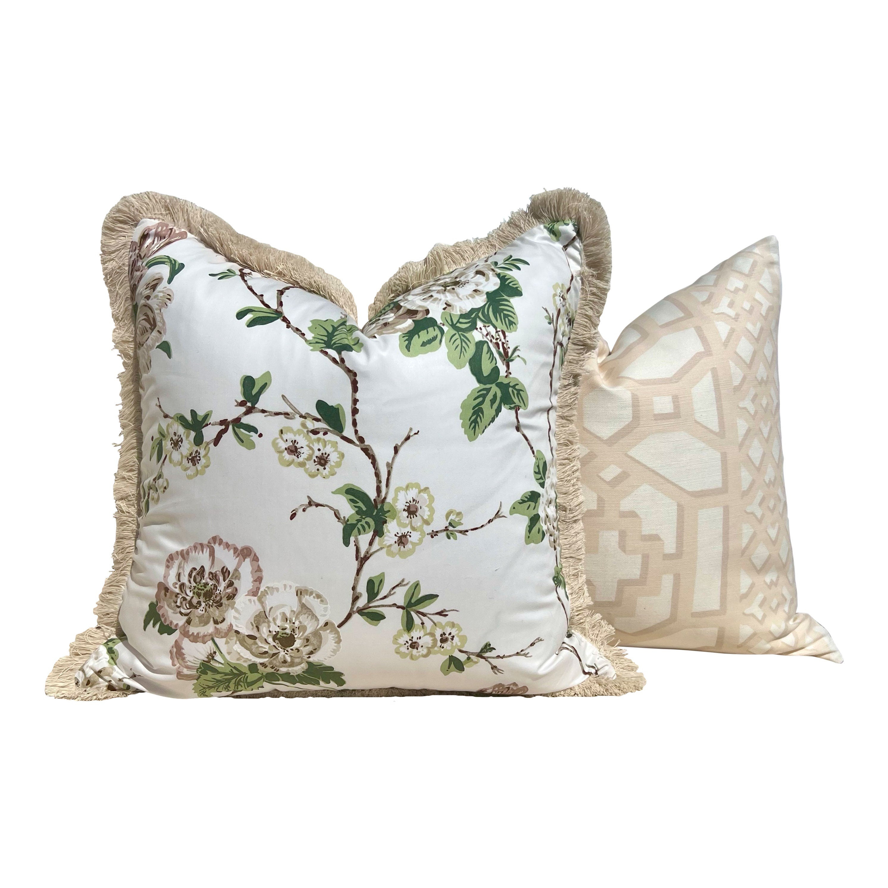 Schumacher Zanzibar Trellis Pillow in Blush. Designer Geometric Pillows, High End Pink Pillow Covers, Accent Throw Pillows, Euro Sham Cover