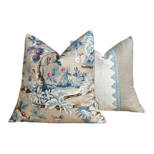 Thibaut Kismet Striped Pillow in French Blue. Lumbar Striped Accent Pillow Cover, Decorative Pillow Sham, Designer Pillows, Accent Pillow