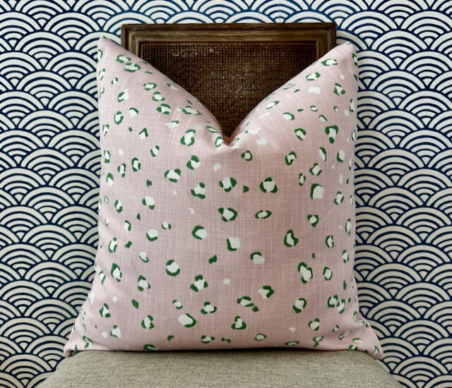 Indoor/Outdoor Schumacher Wild At Heart Pillow in Pink. Decorative lumbar Pillow, Designer Cushion Cover, Accent Pillow, Outdoor Pillow