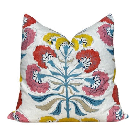 Thibaut Tybee Tree Pillow in Coral and Designer Botanical Pillows,  Euro Sham Covers 26