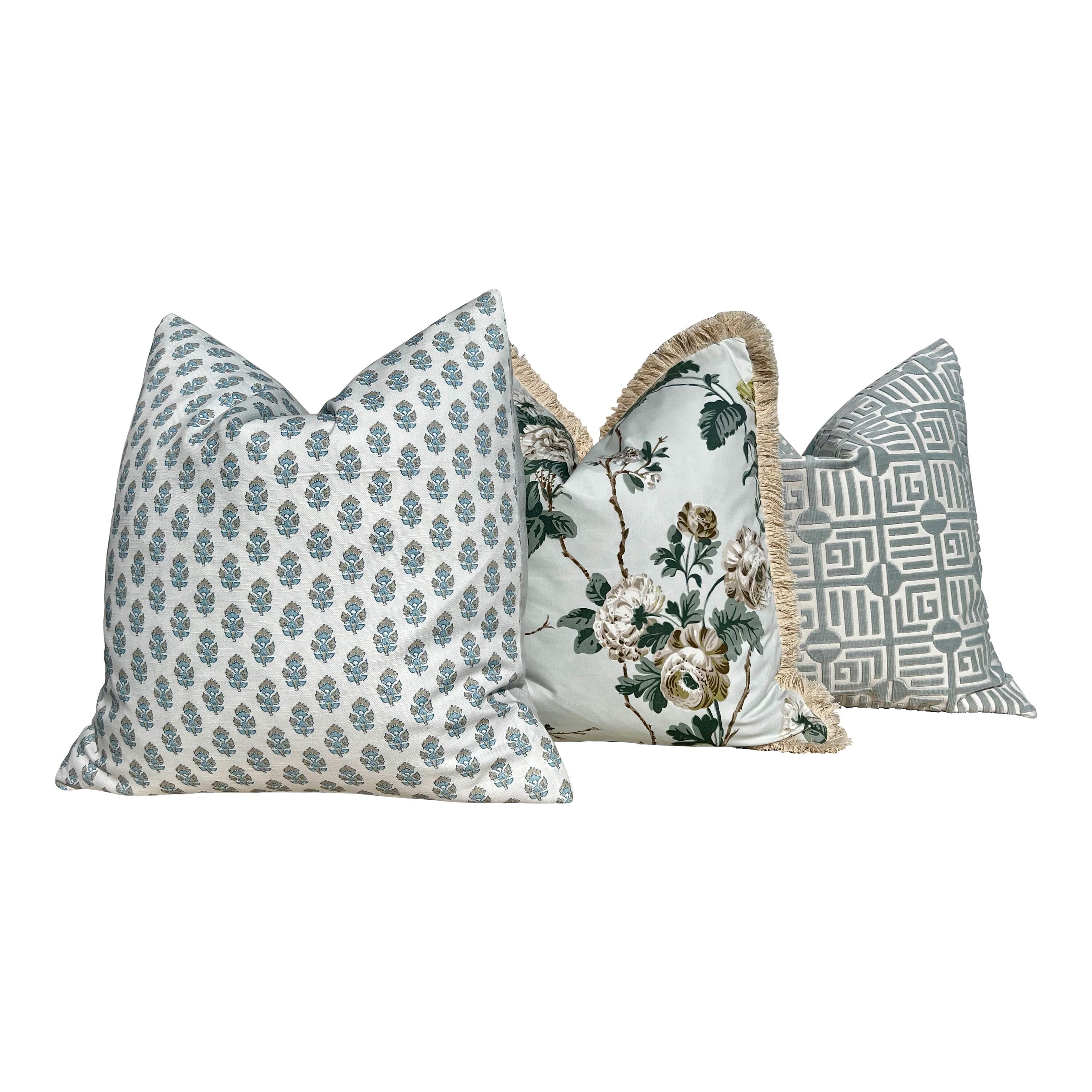 Designer Julian Pillow in Blue and Spa Blue. Accent Aqua Blue Pillow Cover Decorative Pillow Designer Throw Pillow, Euro Sham Cover Sky Blue