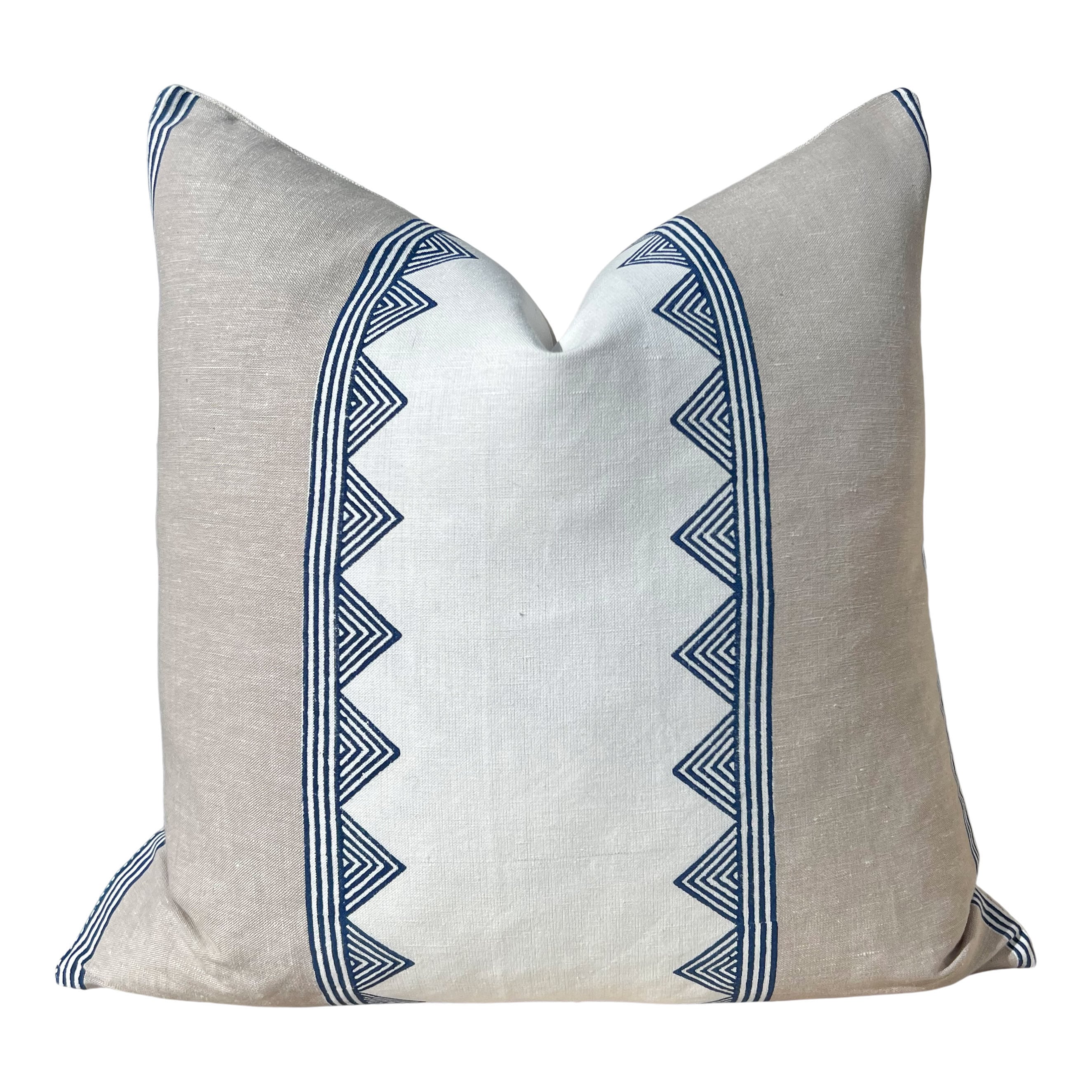 Thibaut Kismet Striped Pillow in Navy Blue and Beige. Lumbar Striped Pillow Cover, Decorative Pillow Sham, Designer Geometric Accent Pillow