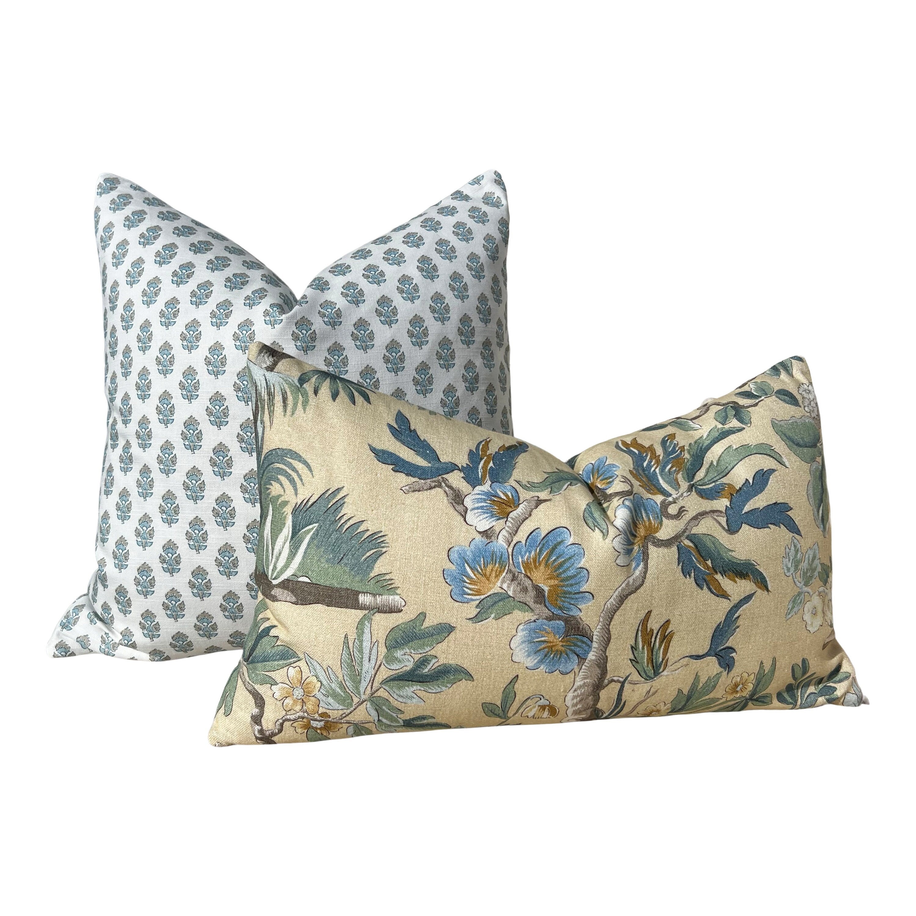 Designer Julian Pillow in Blue and Spa Blue. Accent Aqua Blue Pillow Cover Decorative Pillow Designer Throw Pillow, Euro Sham Cover Sky Blue