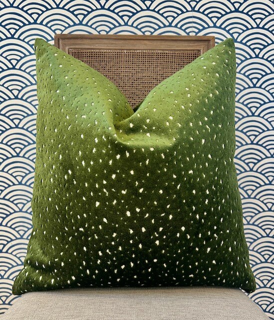 Designer Green Spotted Velvet Pillow. Accent Lumbar Animal Skin Pillow Designer Velvet Long Lumbar Pillow Decorative, Toss Throw Pillow