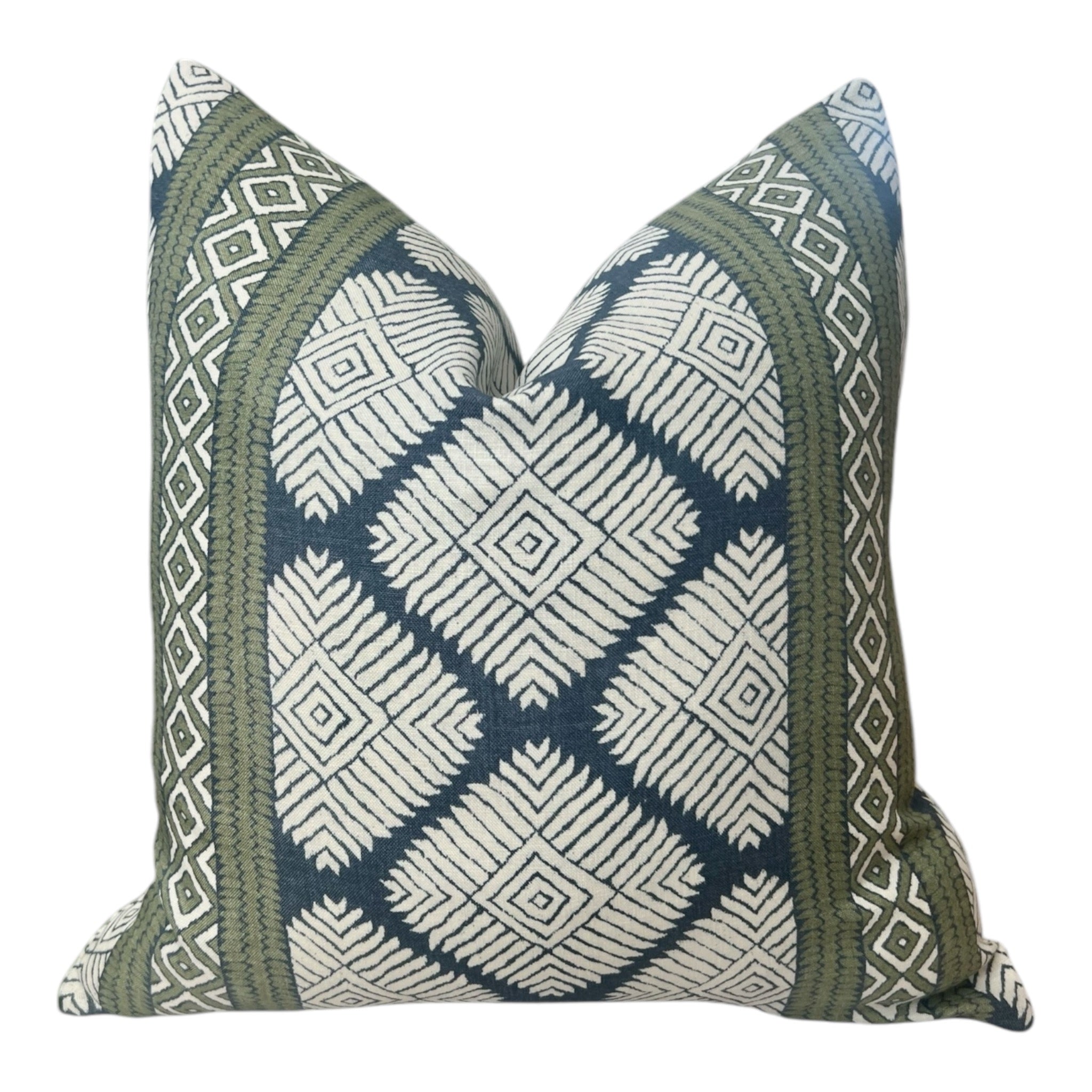 Thibaut Austin Stripe Pillow in Navy Blue and Green.