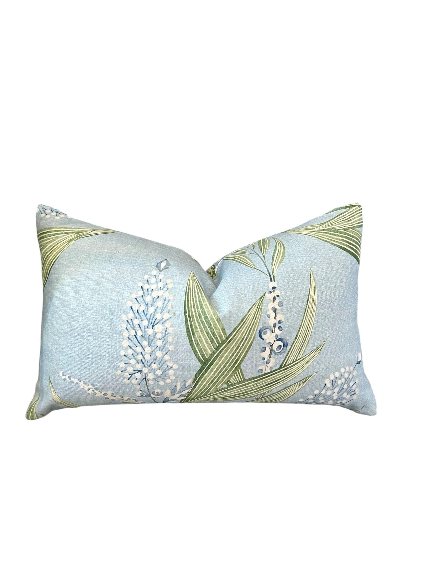 Sale!!!! Price is for Pair 12"X20" Double Sided Designer Winter Bud Floral Pillow in Sky Blue