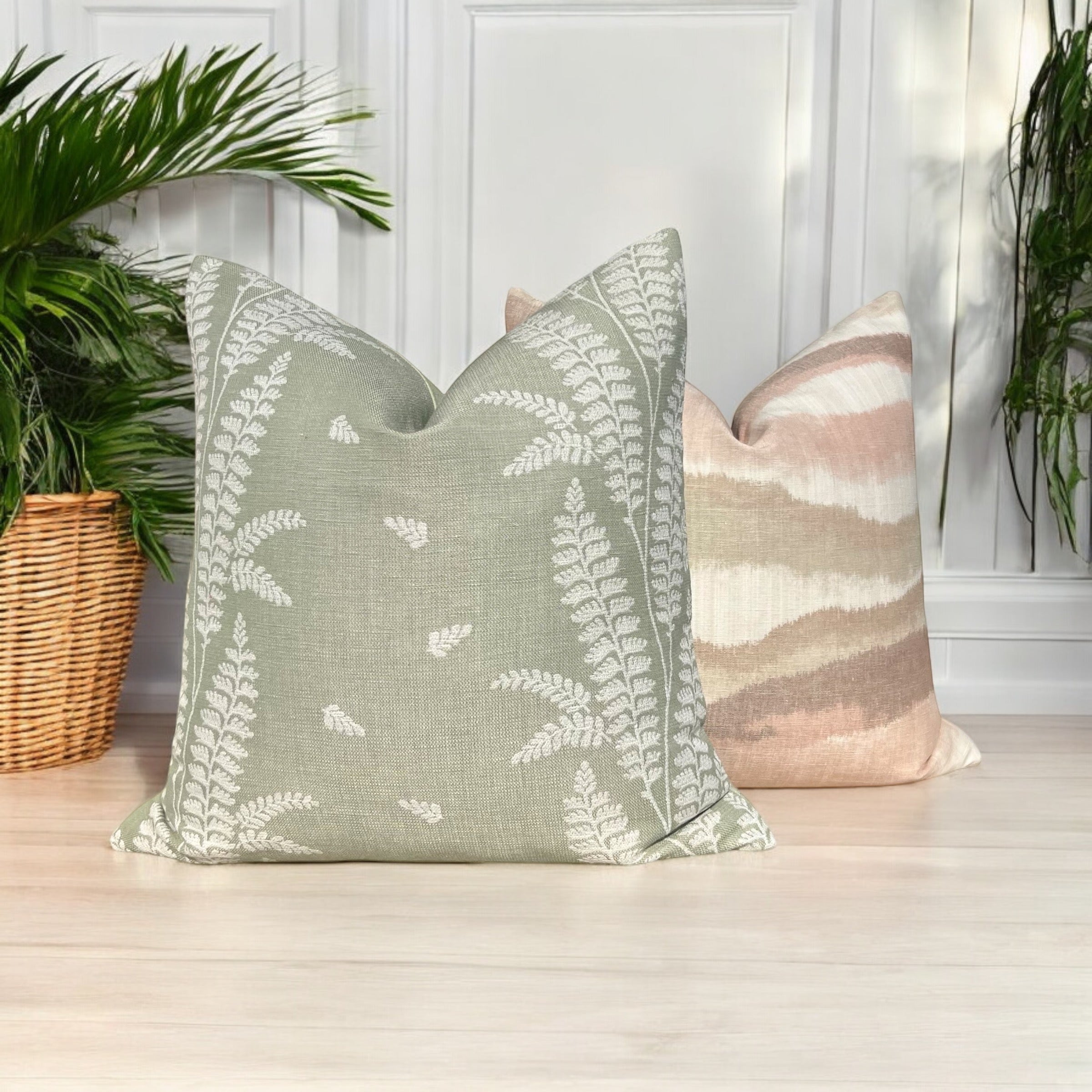 Thibaut Ensbury Fern Woven Pillow - Sage Green