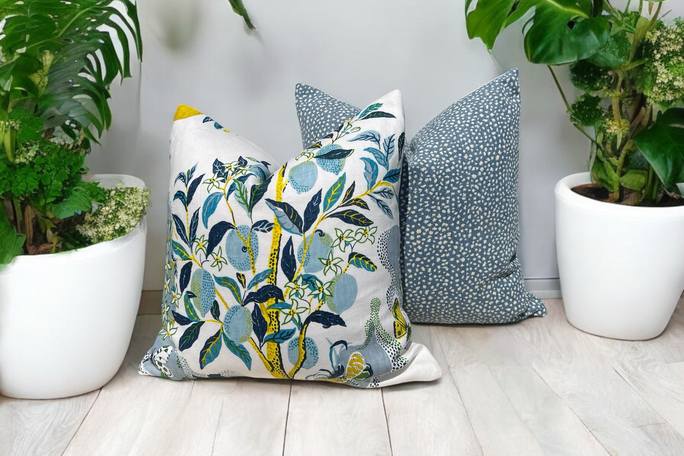 Schumacher Citrus Garden Pillow in Pool