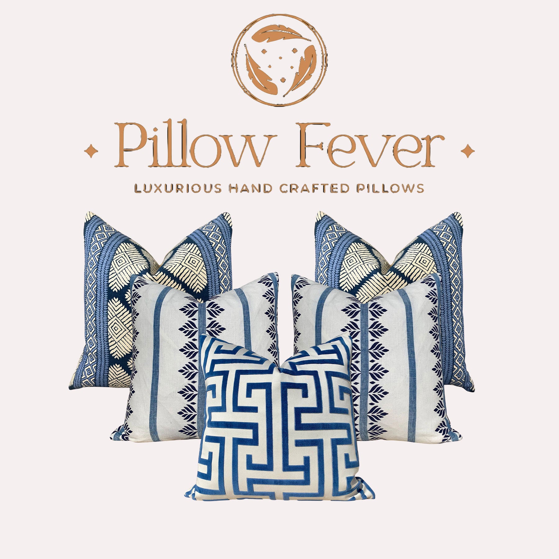 Thibaut Fern Stripe Pillow in Blue and White.