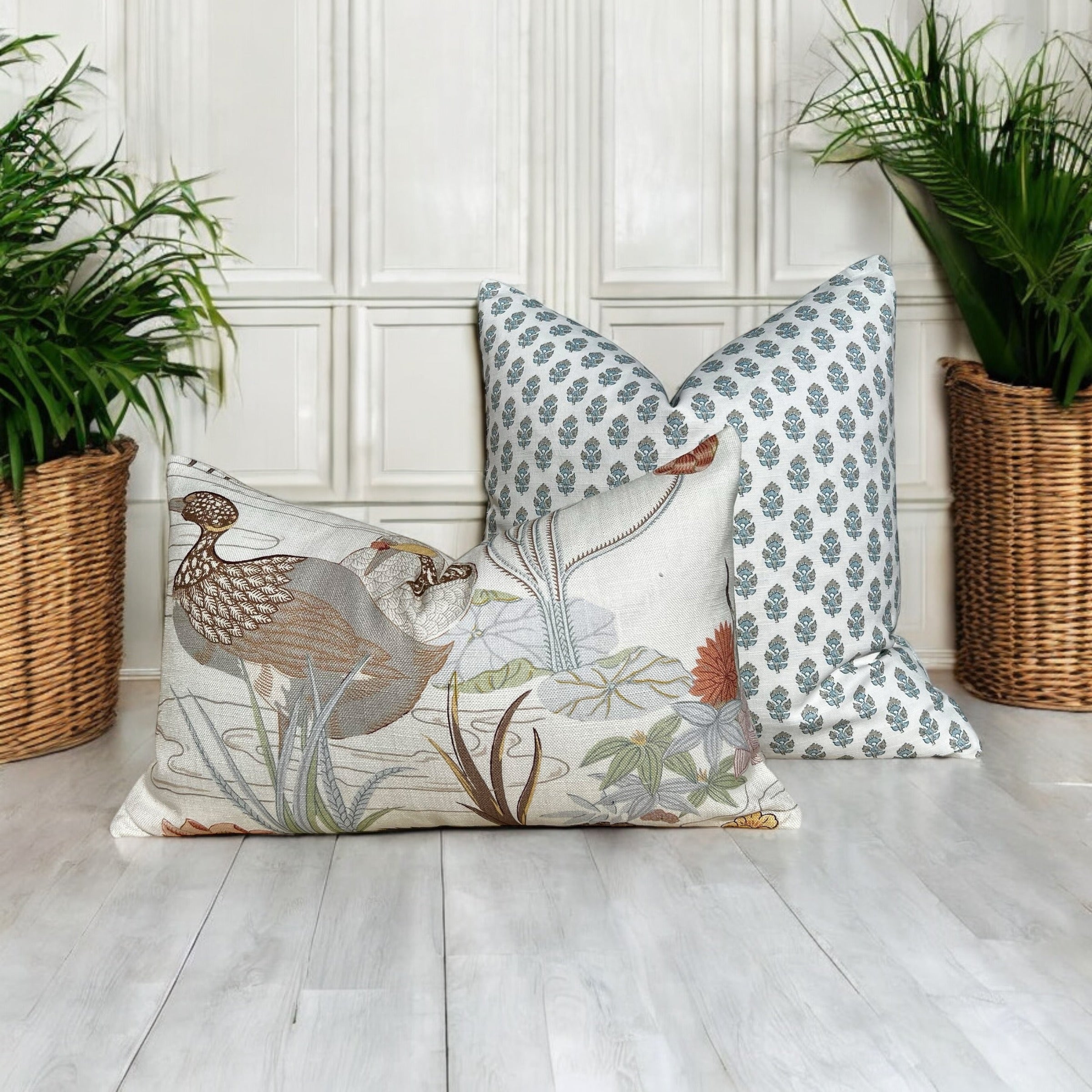 Thibaut Julian Pillow in Blue and Spa Blue.